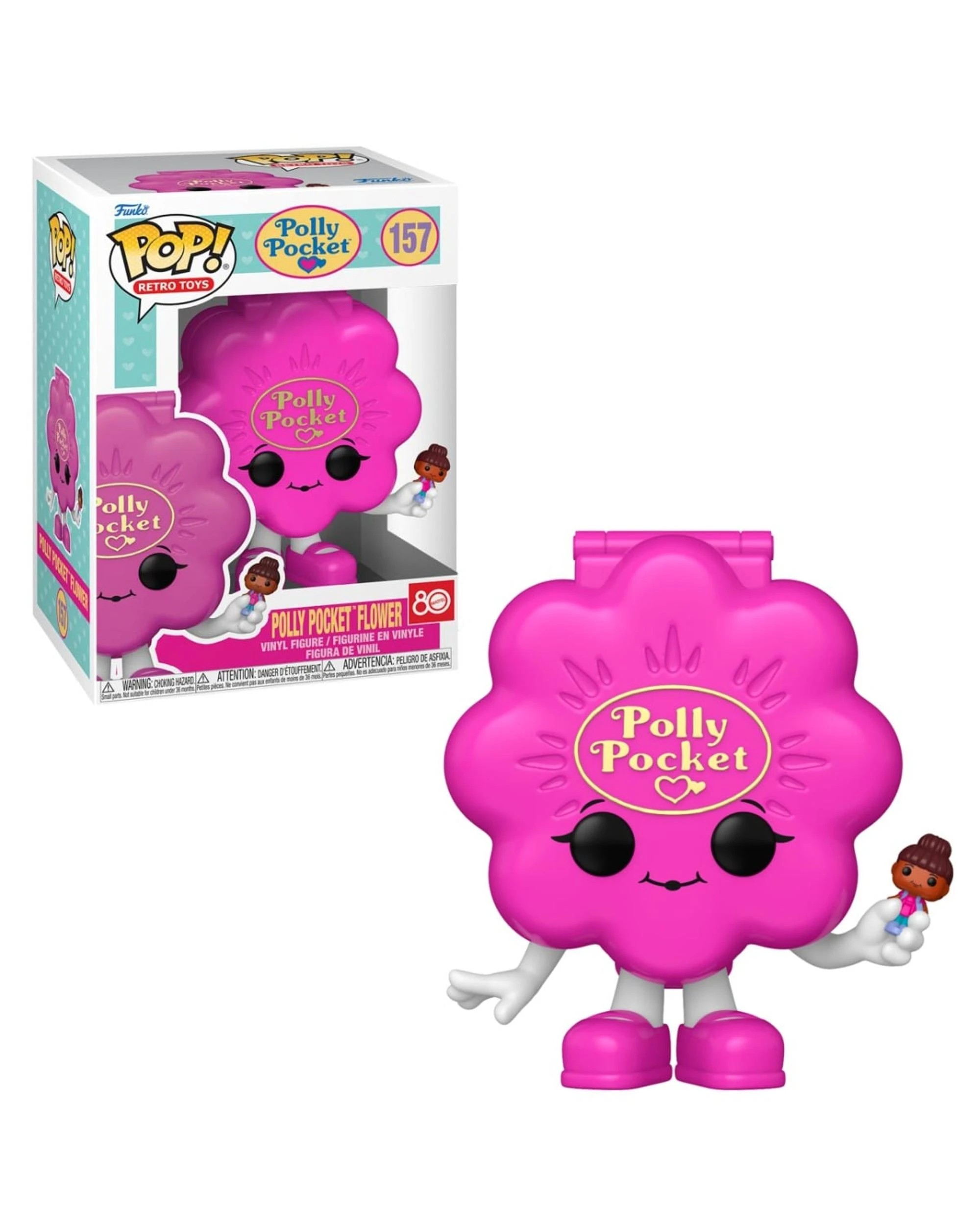 1 Retro Toys Mattel 80th Anniversary Polly Pocket Flower Shell Pink Funko POP! Vinyl, 1 of 3