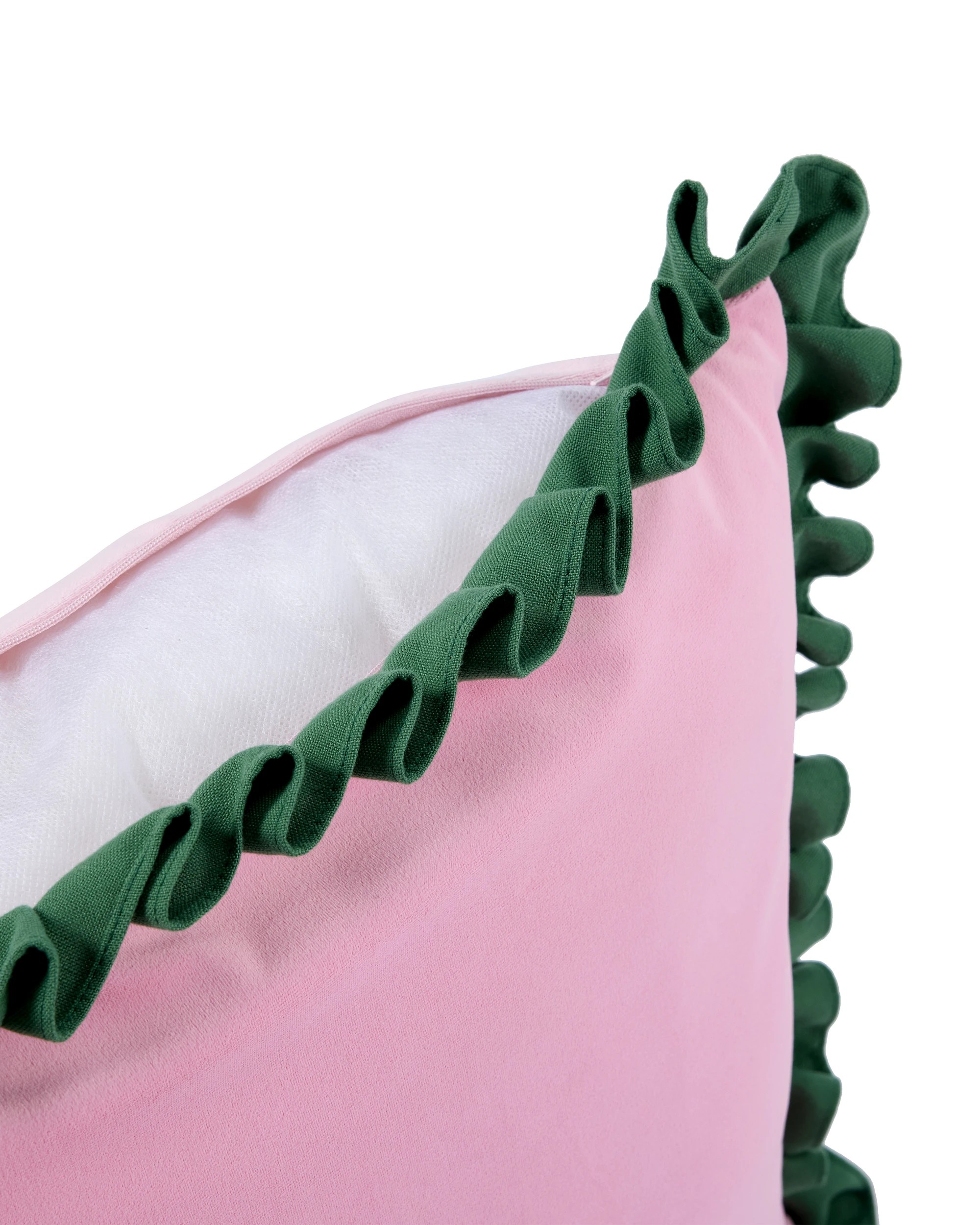 4 50cm Velvet Pleated Trim Cushion - Pink, 4 of 4