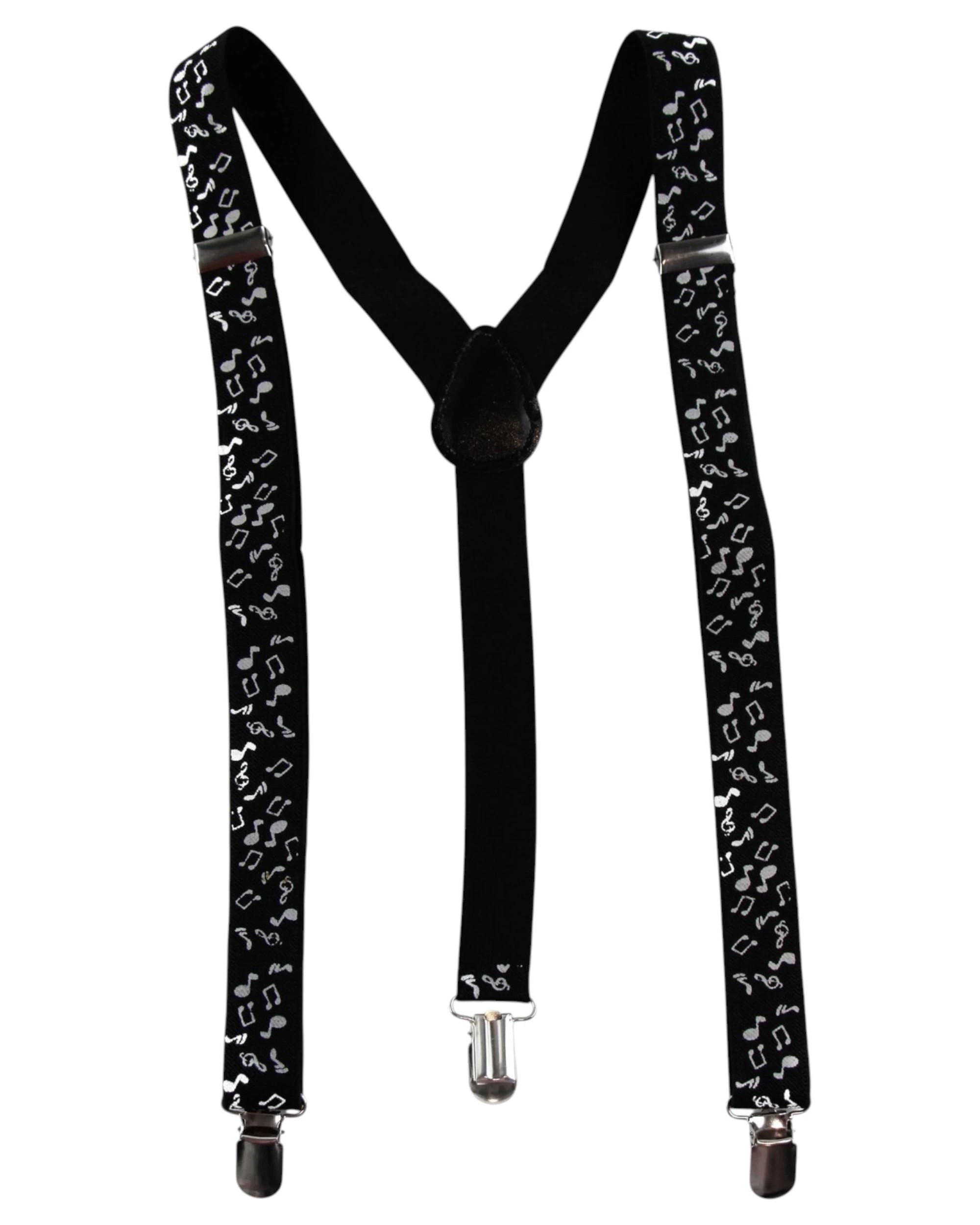 1 Zasel Mens Adjustable Black With White Music Notes Patterned Suspenders - Multi - Multi, 1 of 7