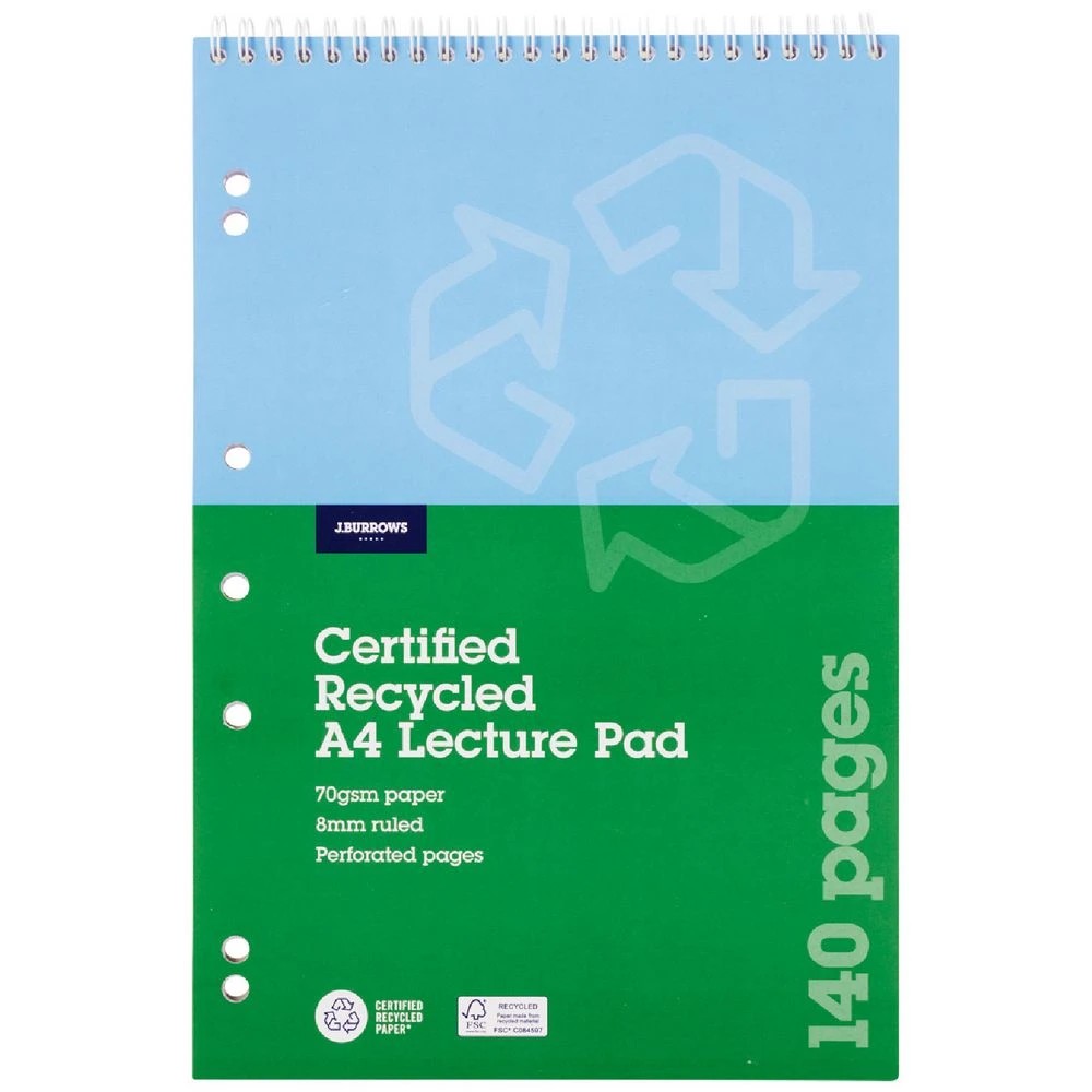 1 J.Burrows A4 Top Spiral Lecture Pad 140 Page, 1 of 2