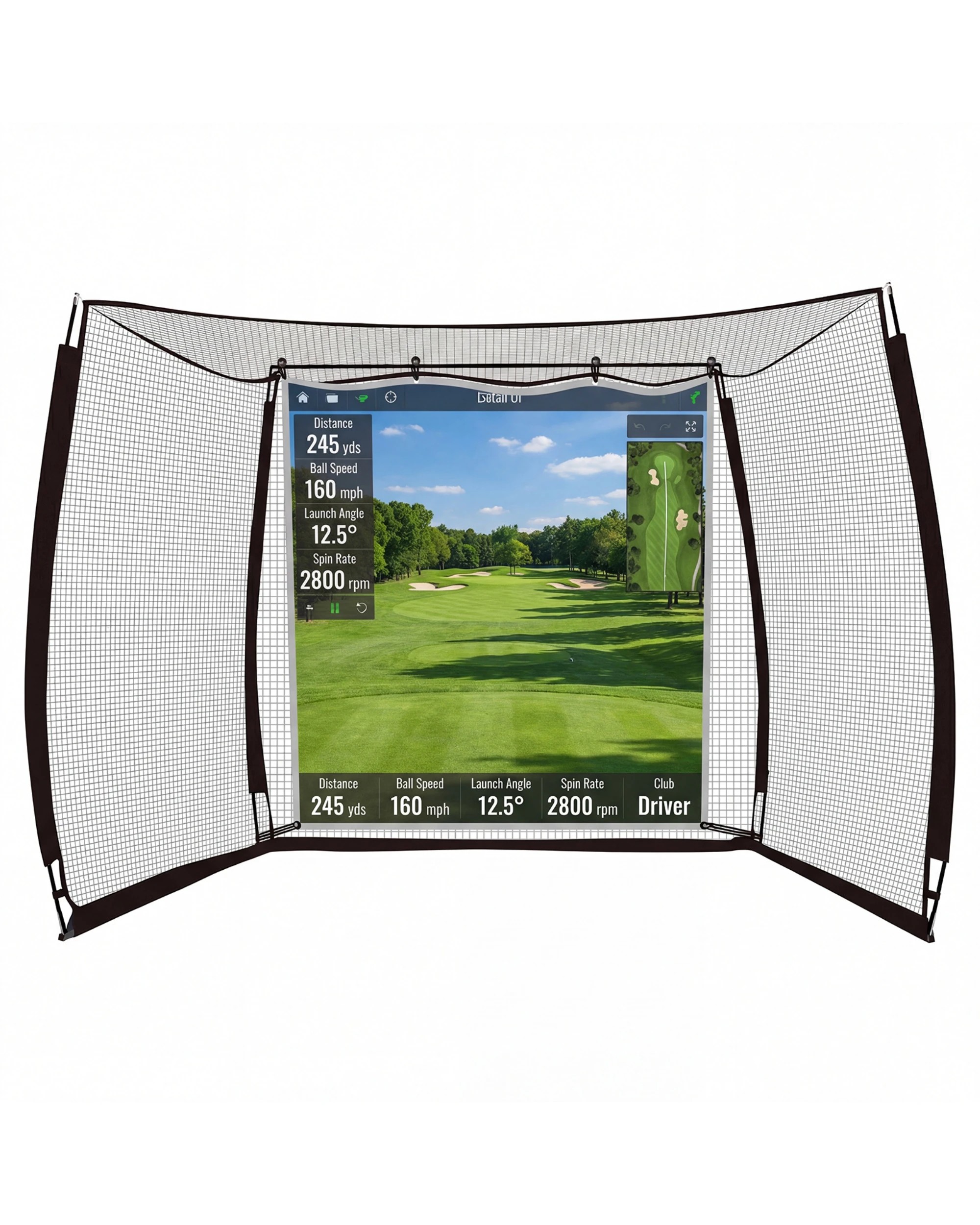 1 Advwin 10 x 8ft Golf Hitting Net with Impact Screen & Target Cloth for Indoor & Backyard - Black, 1 of 6