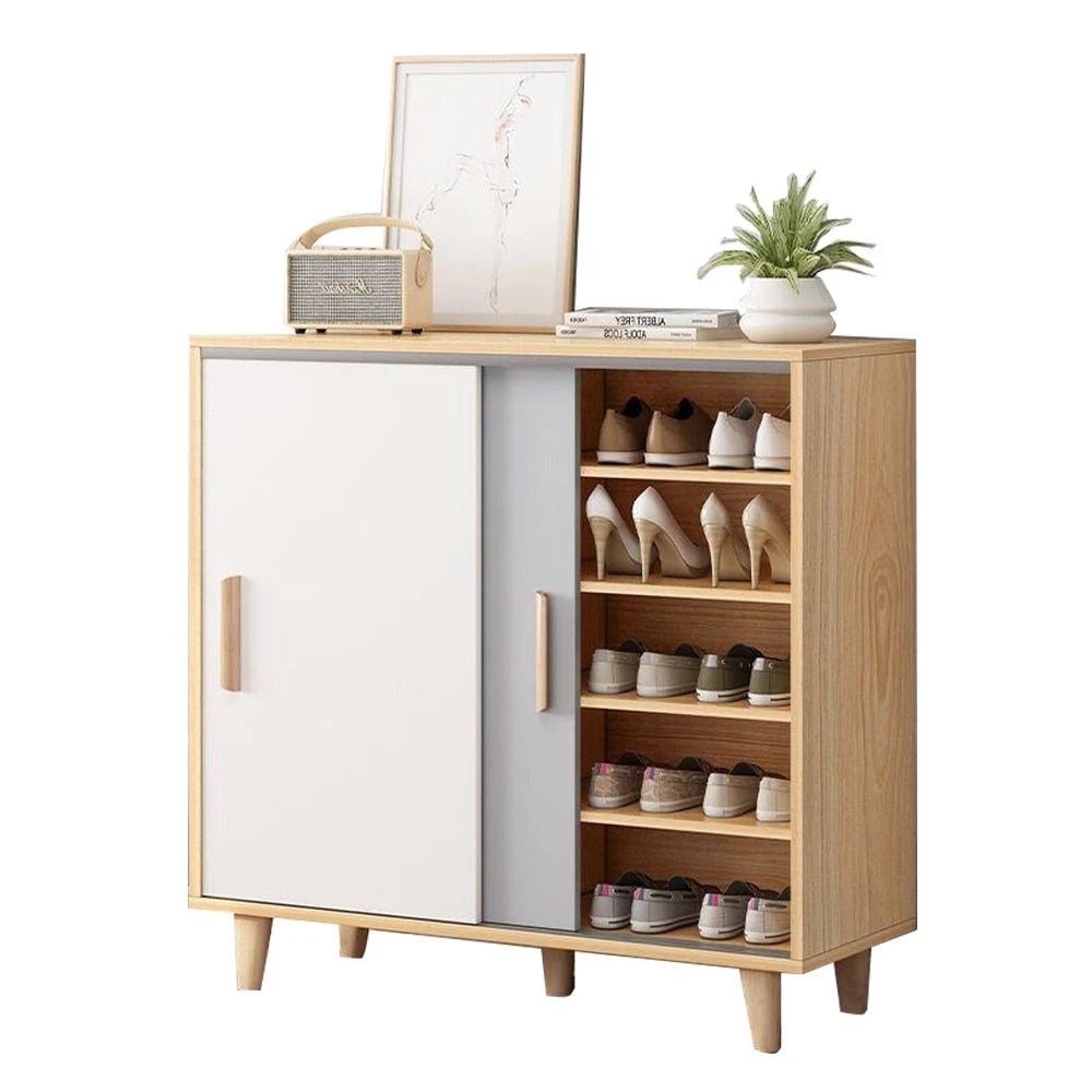 1 Foret Shoe Cabinet Rack Organiser Sideboard Hallway Storage 10 Shelf 80cm Grey, 1 of 8