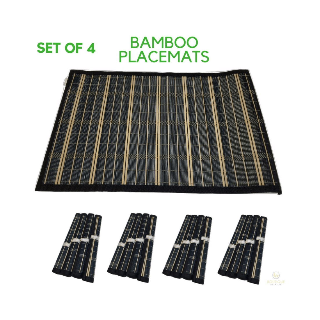 6 BR Home Bamboo Placemats Set for Dinner Table Decor, 6 of 7