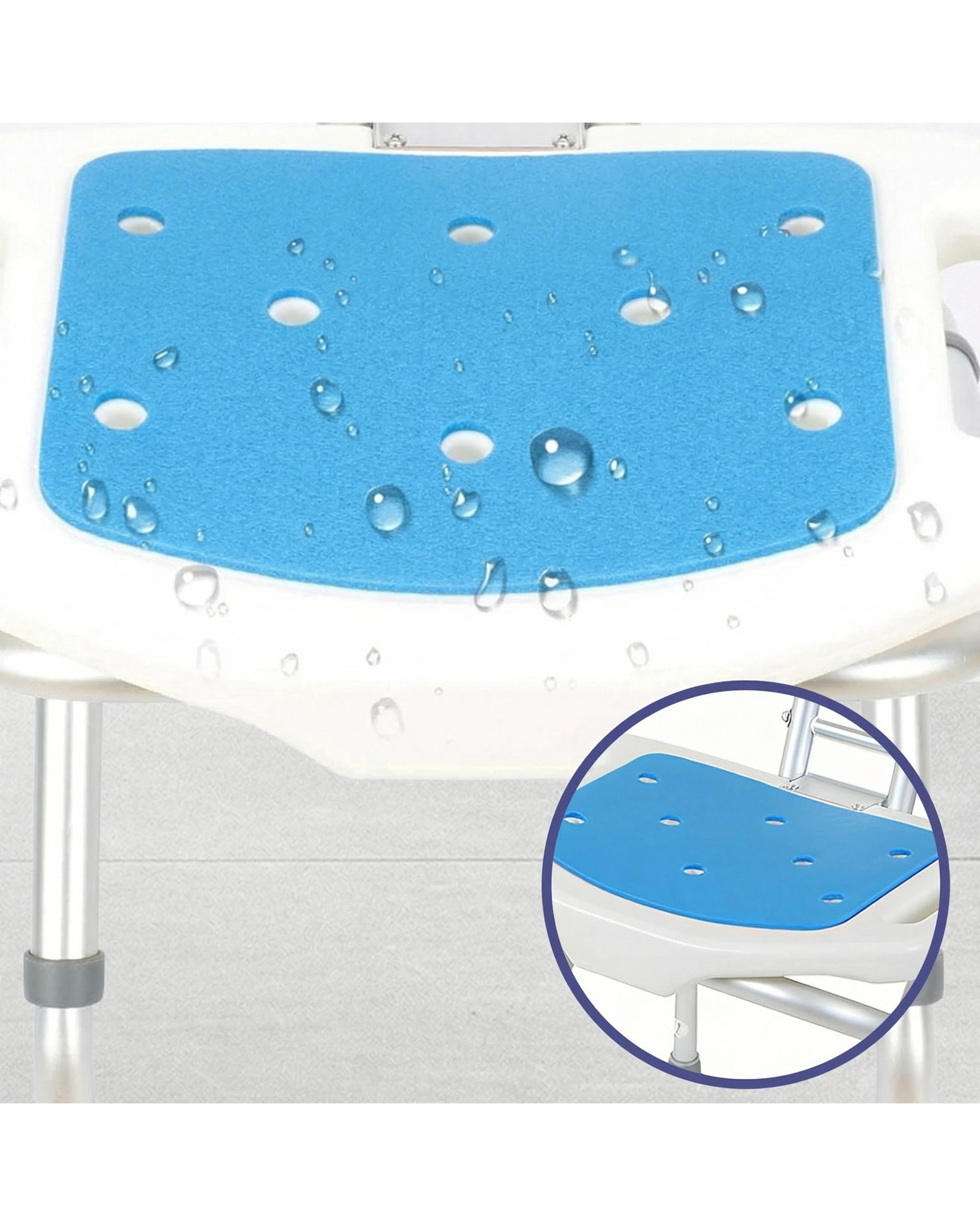 5 Orthonica Compact Foldable Shower Chair Adjustable Aluminium Frame Stool Seat Bath Tub Bathroom Aid - Blue, 5 of 5