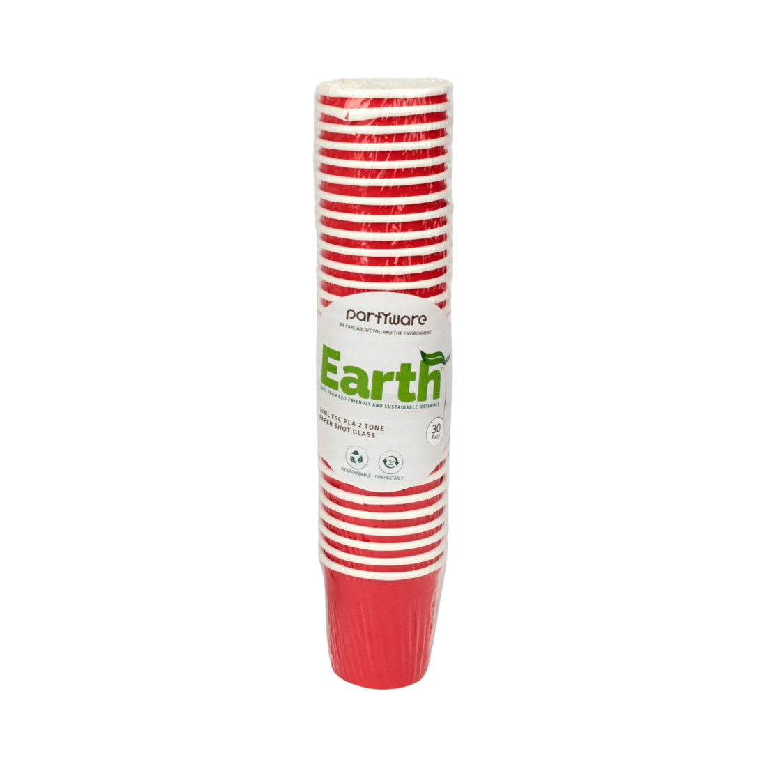 3 Partyware Earth Eco Red Paper Shot Cups 30ml Pack of 30, 3 of 3