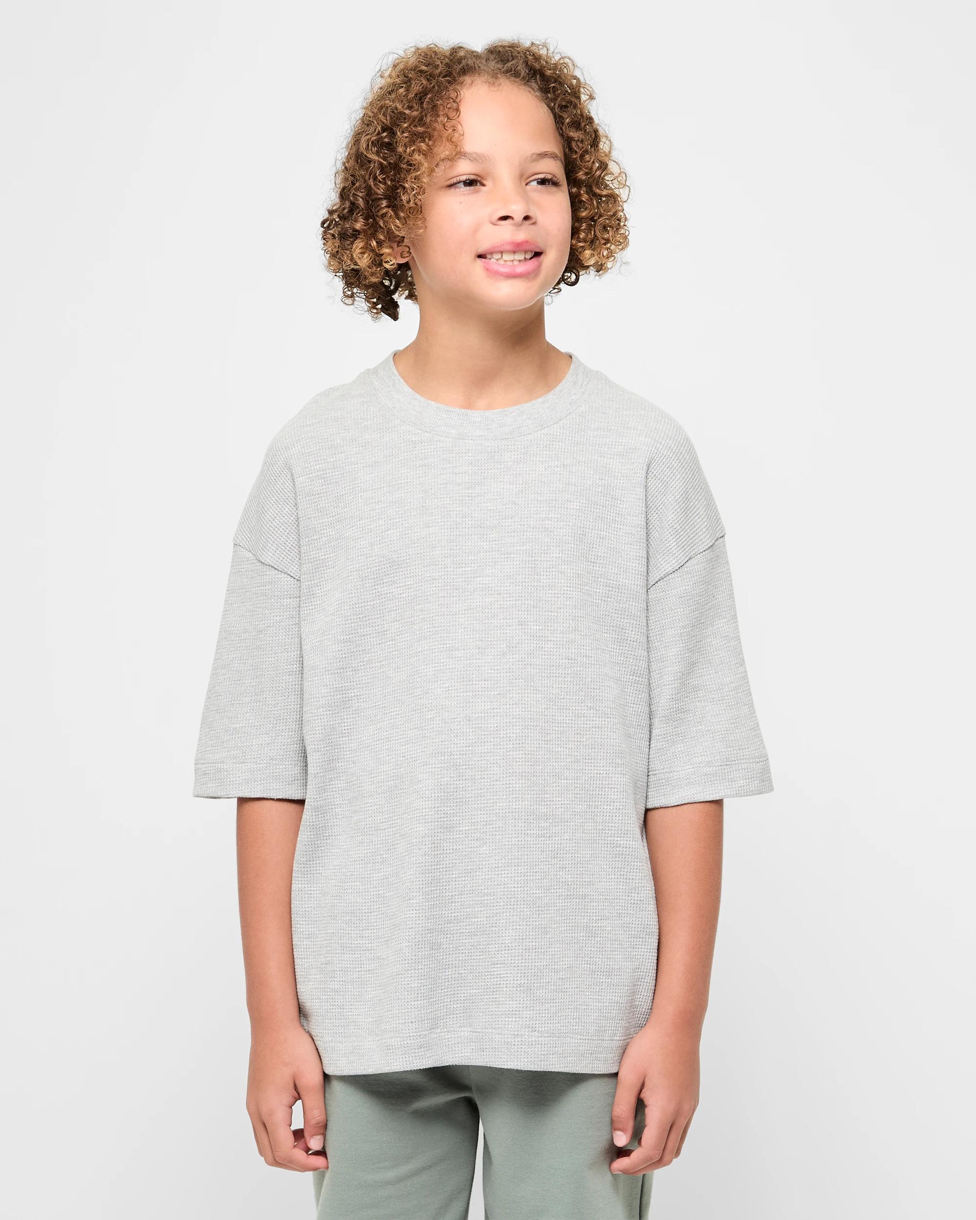 1 Target Australian Cotton Waffle Oversize T-shirt GREY MARLE, 1 of 5