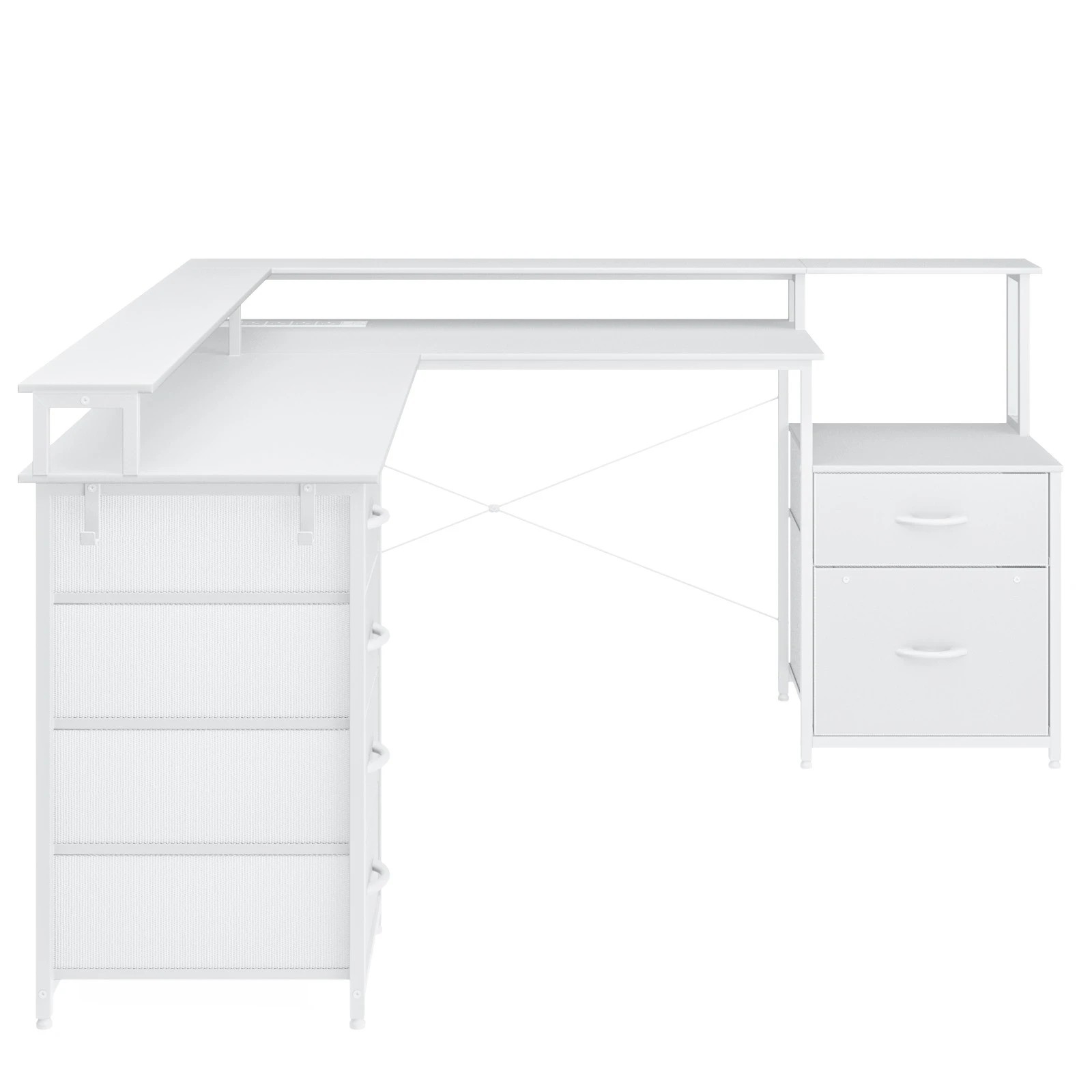 1 Advwin L Shaped Gaming Desk With Led Lights & Power Outlets, 1 of 9