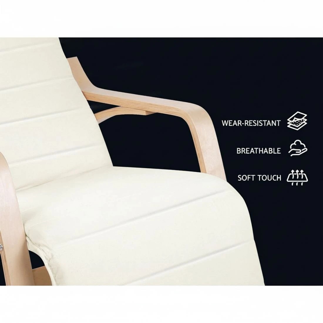 6 Artiss Rocking Armchair Footrest Nursing - White, 6 of 6