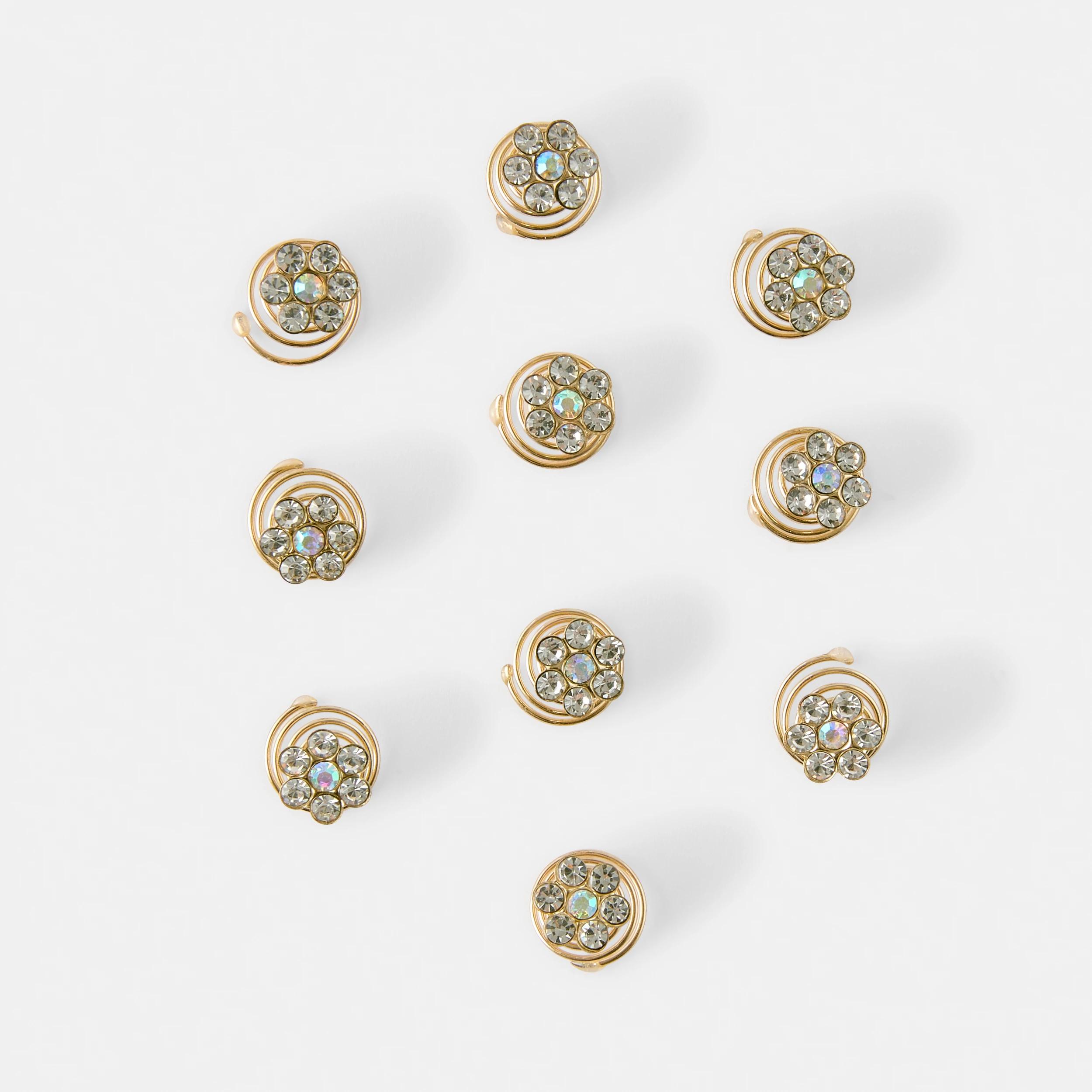2 10 Pack Gold Tone Flower Spiral Hair Clips GOLD, 2 of 4
