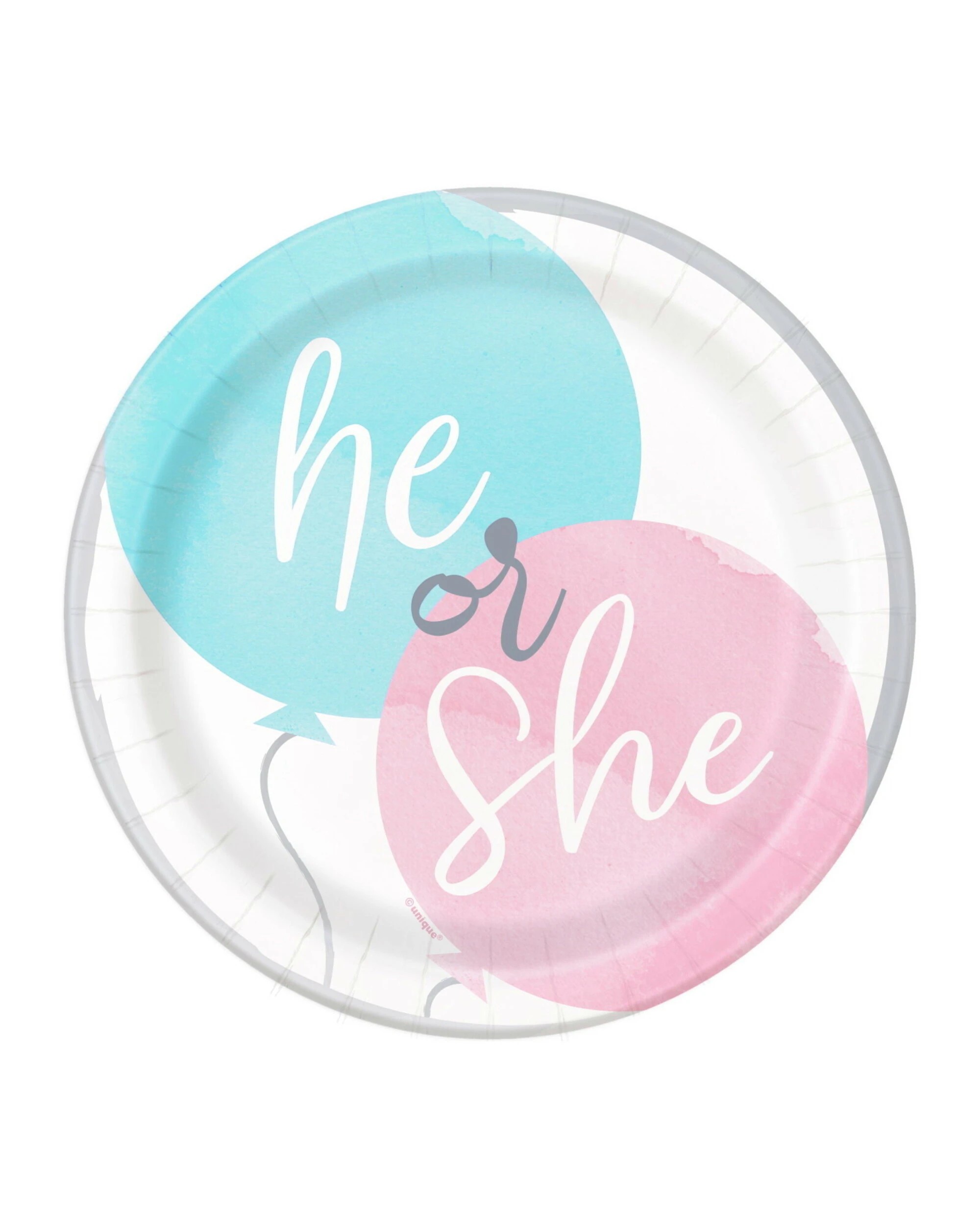 1 Unique Gender Reveal Party Small Paper Plates Pack of 8 - Multi, 1 of 1