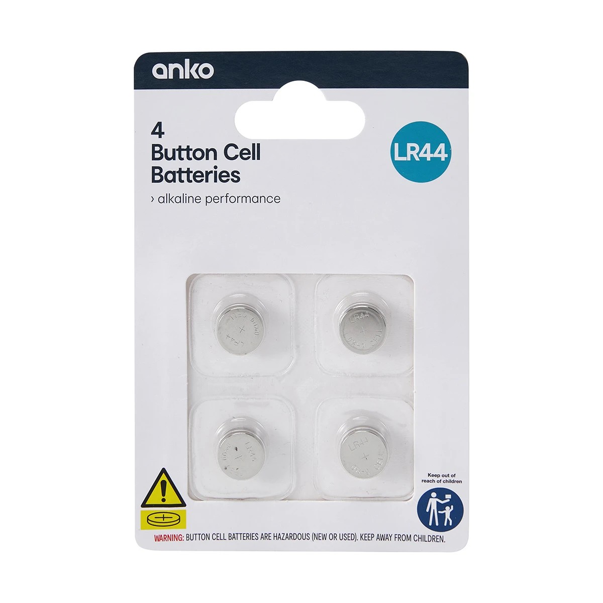 1 4 Pack Button Cell Alkaline Batteries - LR44, 1 of 10