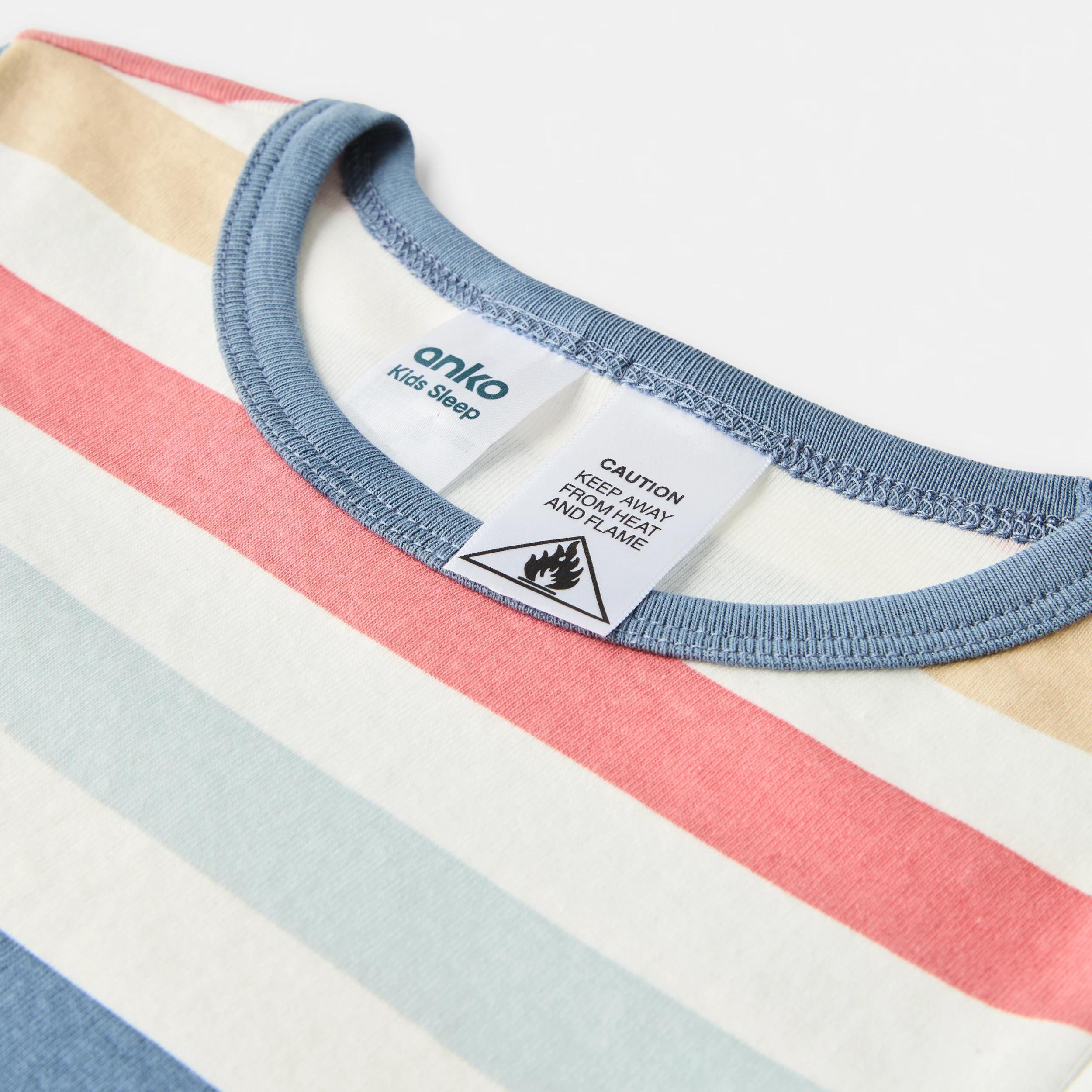 5 Short Sleeve Skinny Rib Pyjama Set MULTICOLOUR STRIPE, 5 of 6