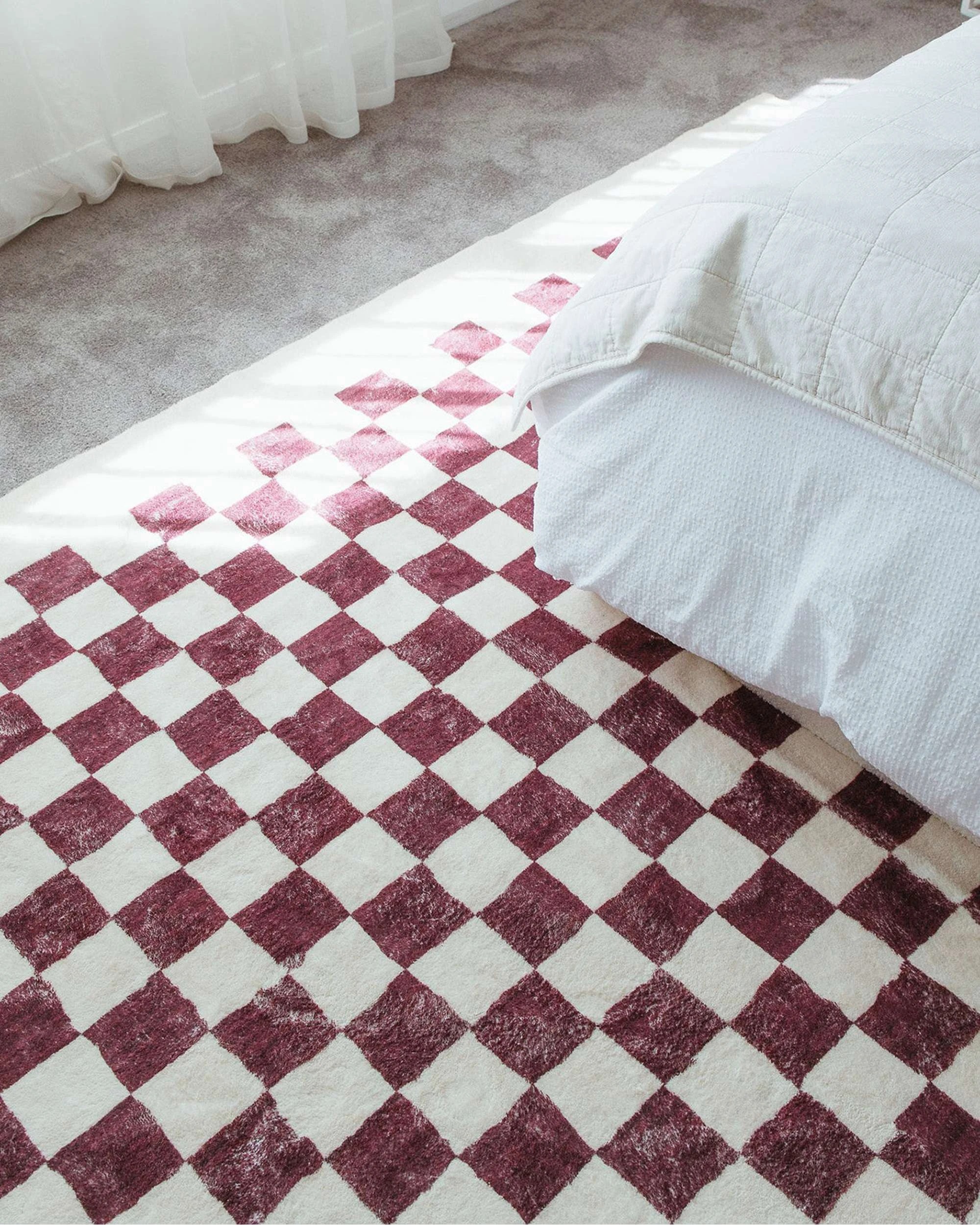 9 Loopsie Hermosa Checkered Washable Rug-400cm x 300cm - Burgundy, 9 of 9