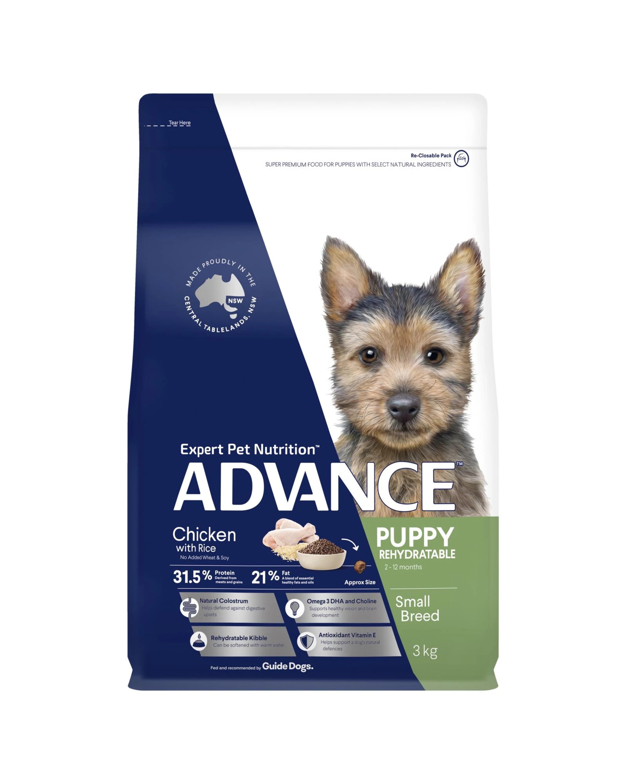 2 Advance Puppy Rehydratable Small Breed Dry Dog Food Chicken w/ Rice 3kg, 2 of 3