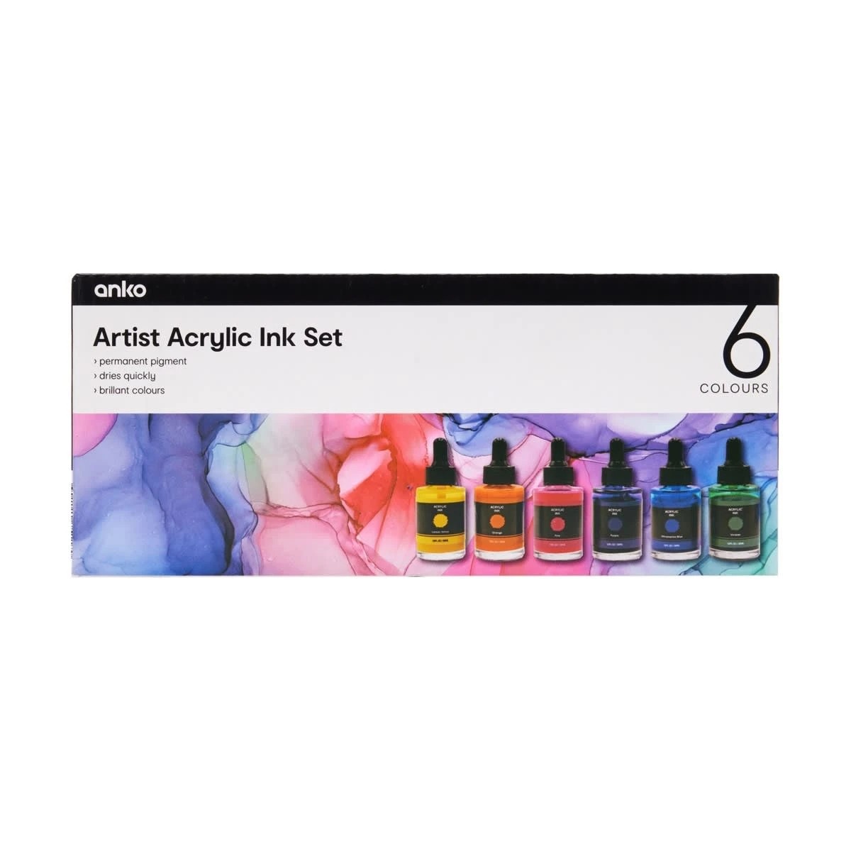 1 6 Pack Artist Acrylic Ink Set, 1 of 4