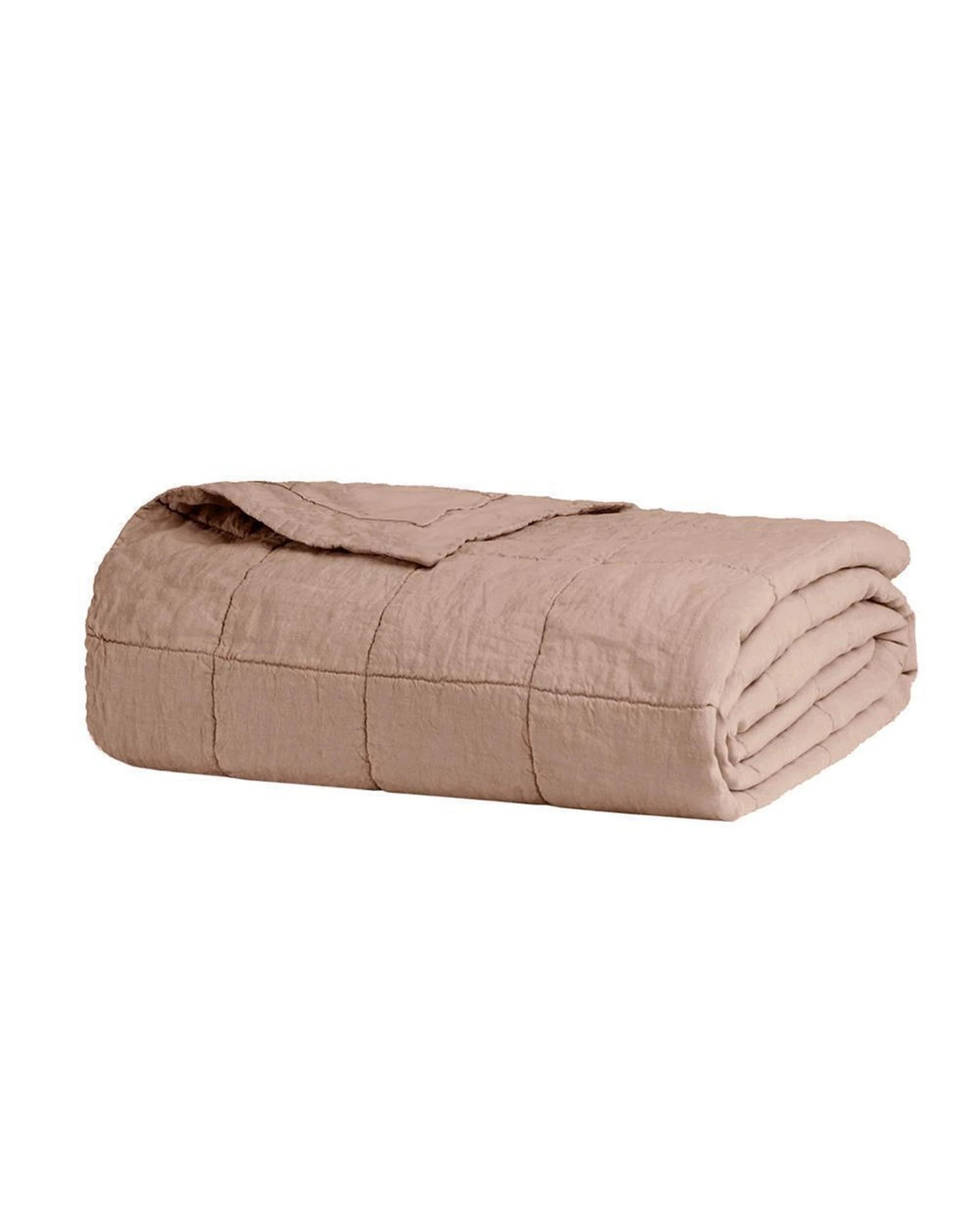 1 Bambury Linen Quilted Coverlet 260cm x 240cm Tea Rose  Queen  King - One Size - Pink, 1 of 1