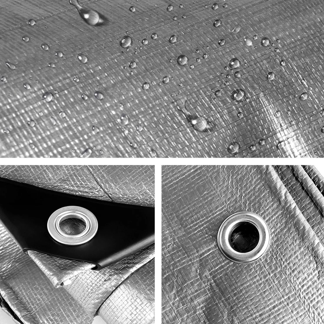 3 Instahut Tarp Tarpaulin 3x4.5m Canvas Camping Heavy Duty Sun Cover - Silver, 3 of 7