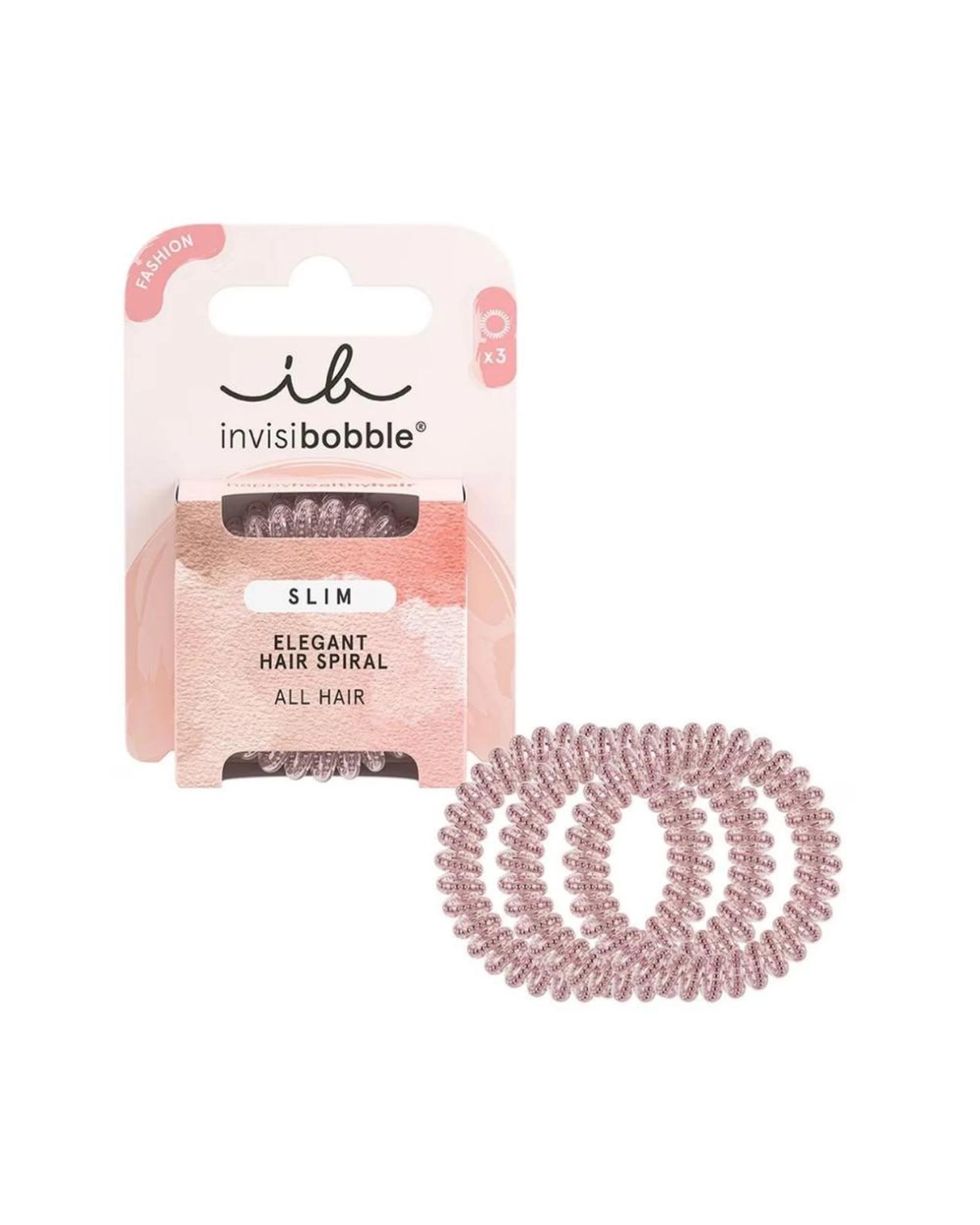 1 Invisibobble Slim Elegant Spiral Traceless Hair Ties 3Pk - Pink Monocle - Pink, 1 of 1