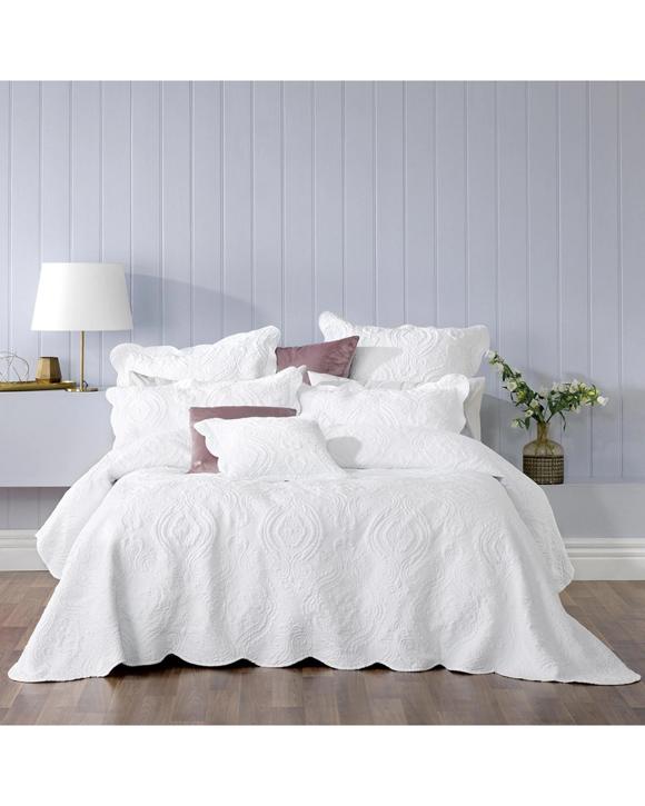Bianca Cordelia Elegant Bedspread With Pillowcase - King Bed - White