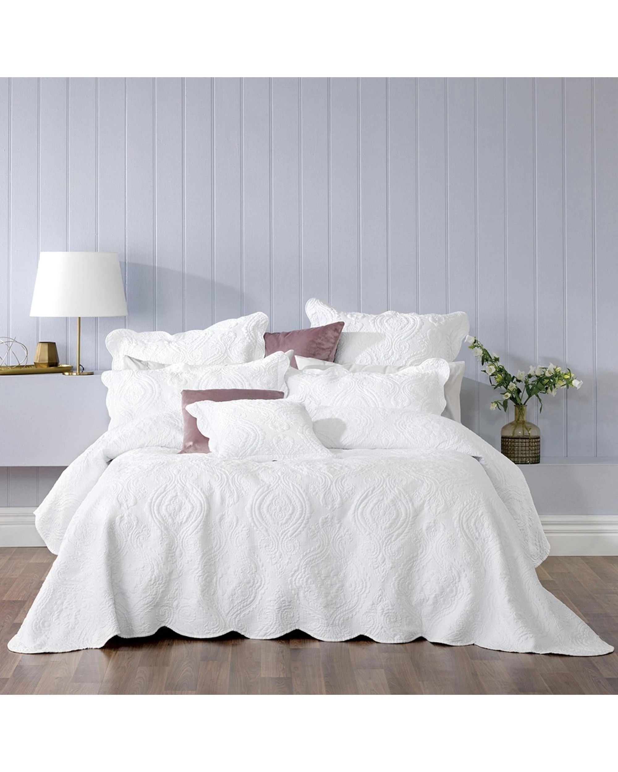 1 Bianca Cordelia Elegant Bedspread With Pillowcase - King Bed - White, 1 of 5
