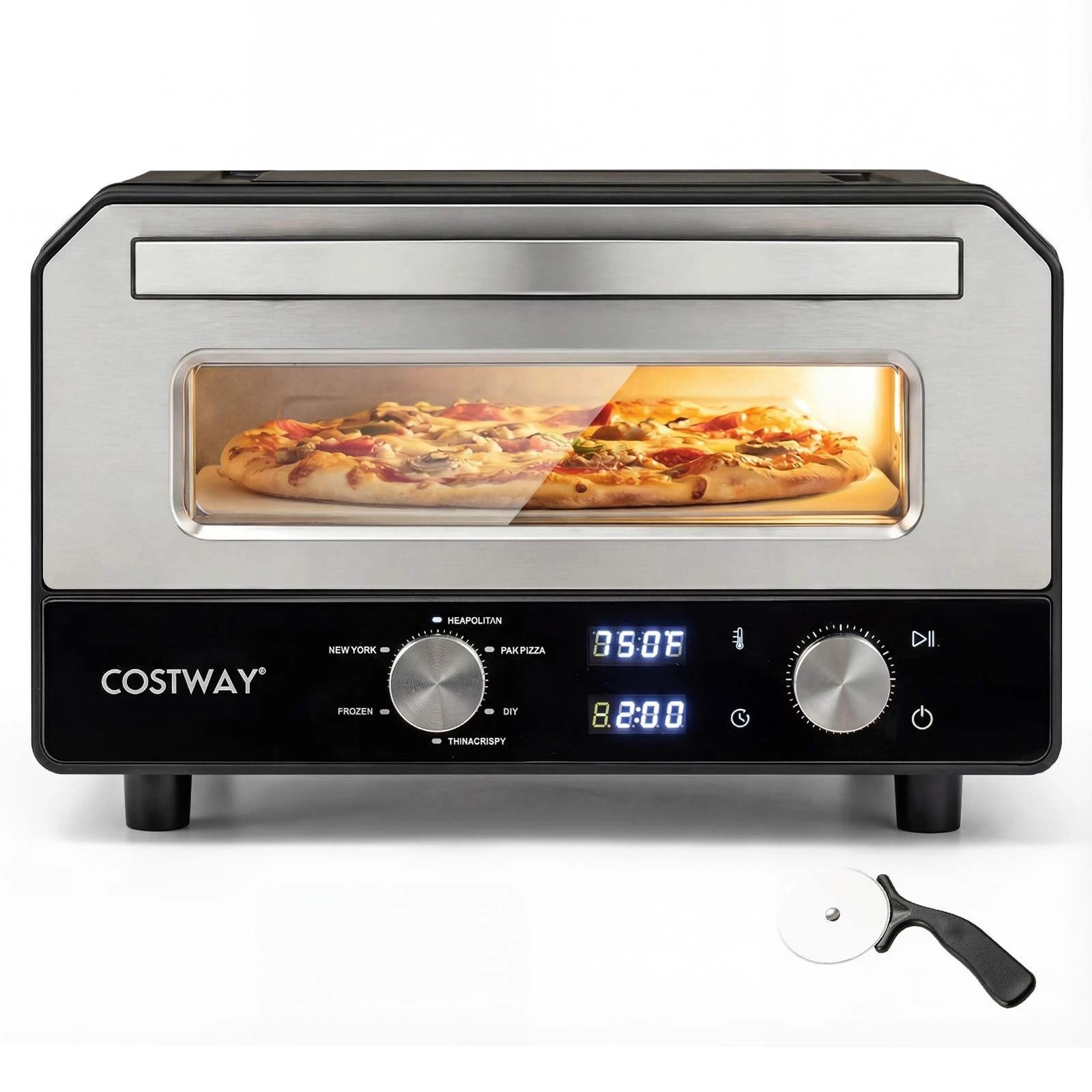 1 Costway Electric Pizza Oven Countertop Pizza Oven w/Pizza Stone - Black, 1 of 1