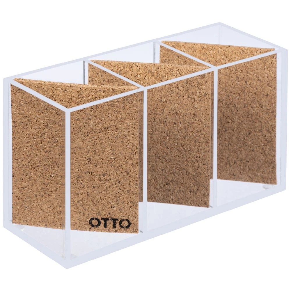 1 Otto 3 Compartment Desk Tidy Acrylic and Cork, 1 of 6