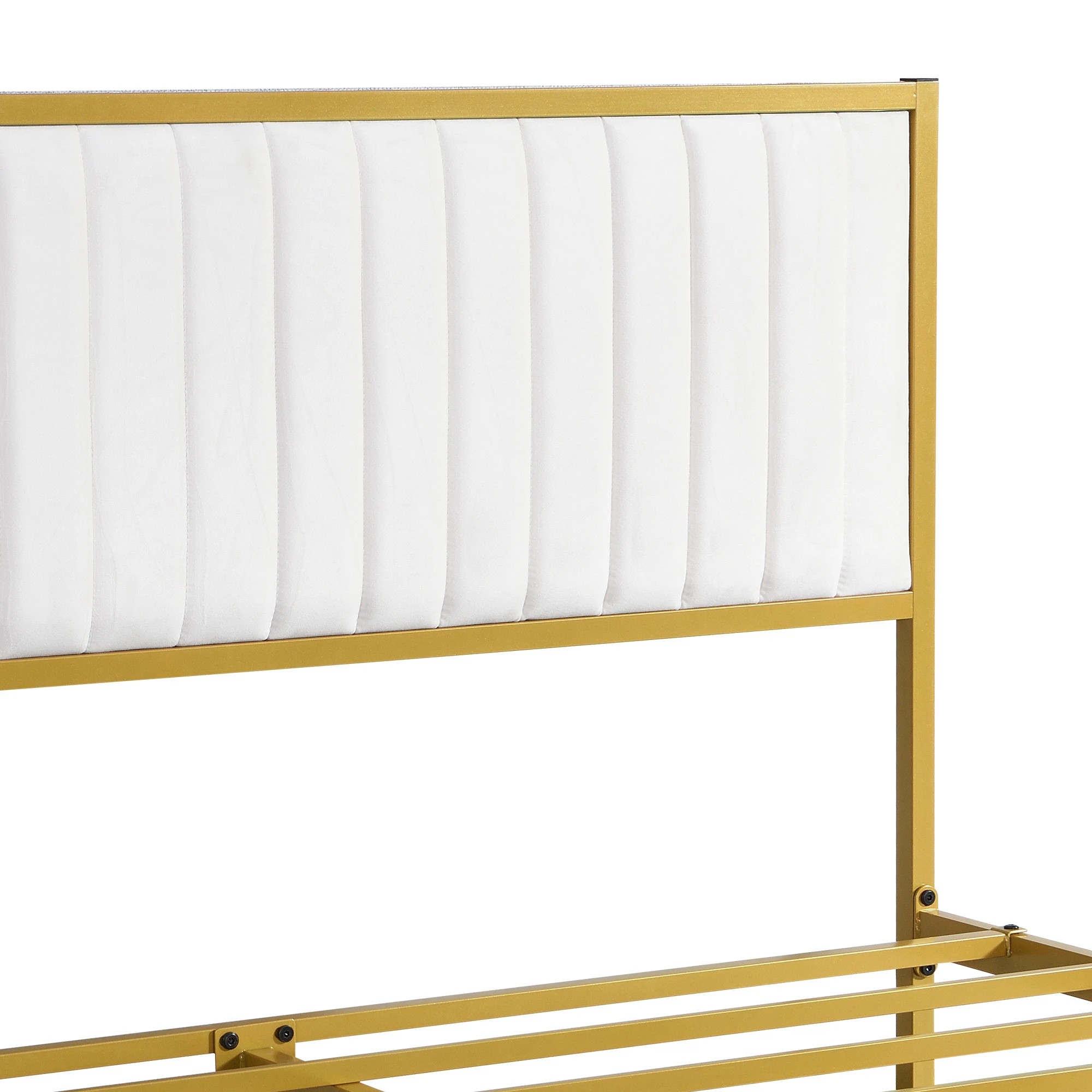 5 Levede Double  Bed Frame - White & Gold, 5 of 8