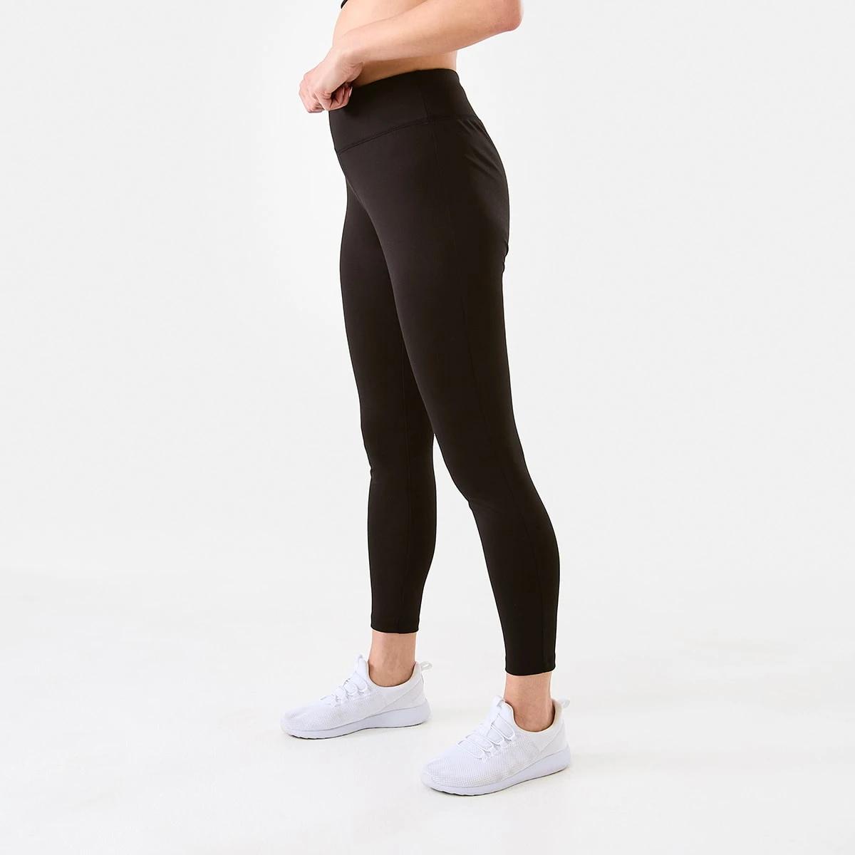 2 Active Womens Full Length Core Everyday Comfort Leggings BLACK, 2 of 5