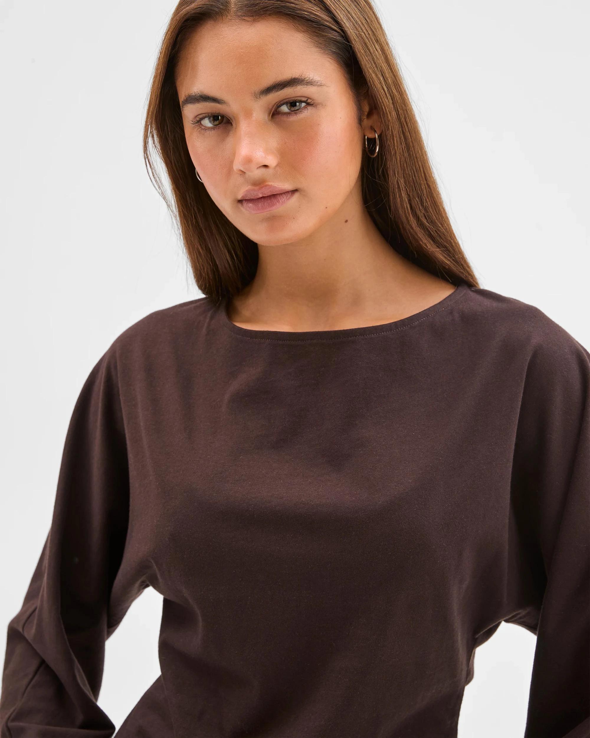 5 Lily Loves Australian Cotton Cinch In Long Sleeve Top TRUFFLE, 5 of 7