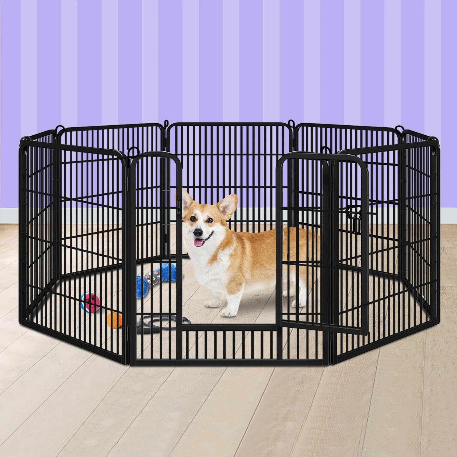 3 Beastie Dog Playpen Pet Enclosure Cage 8 Panel Metal Puppy Fence Exercise 24" - Black, 3 of 7