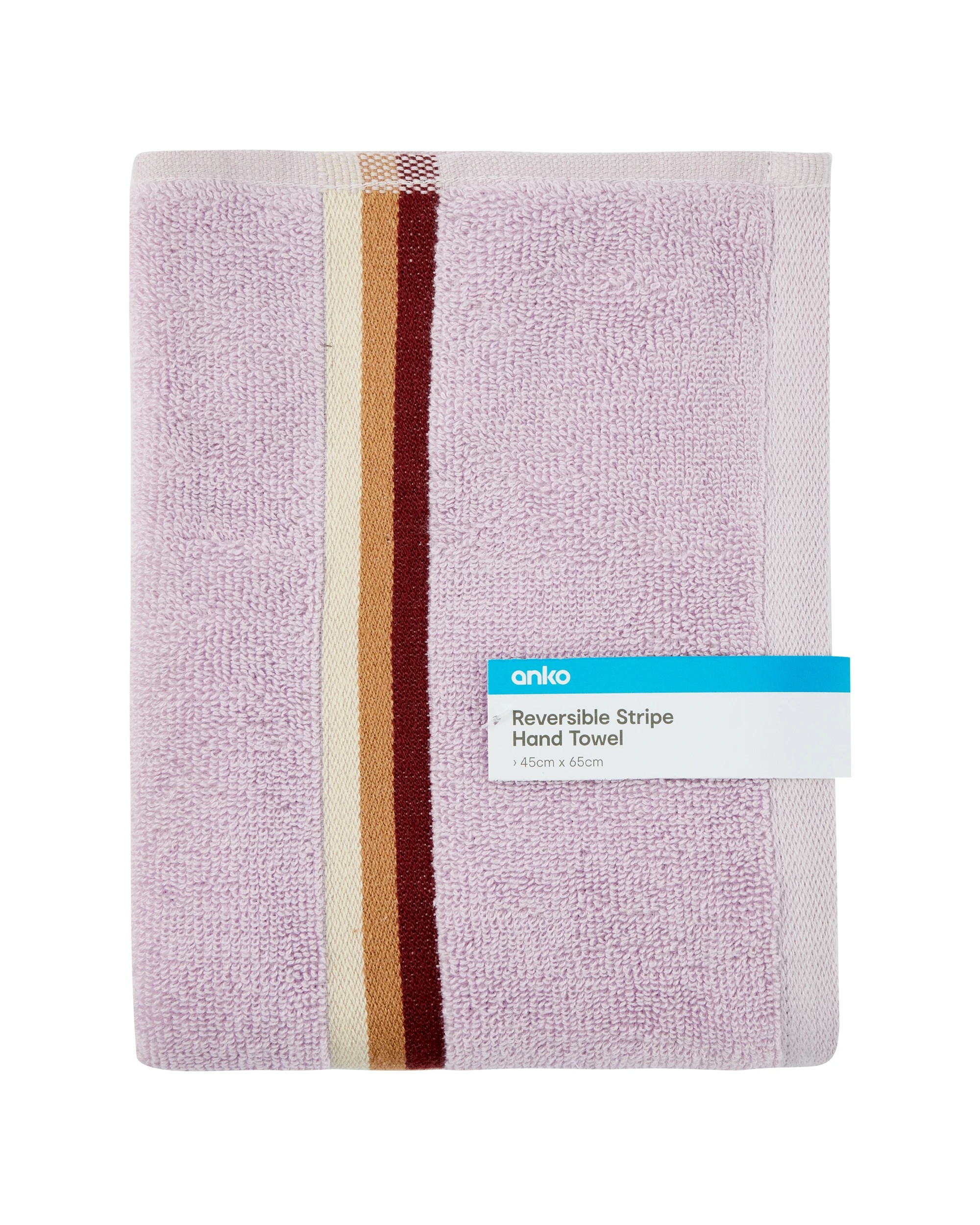 5 Stripe Cotton Reversible Hand Towel - Lilac, 5 of 5