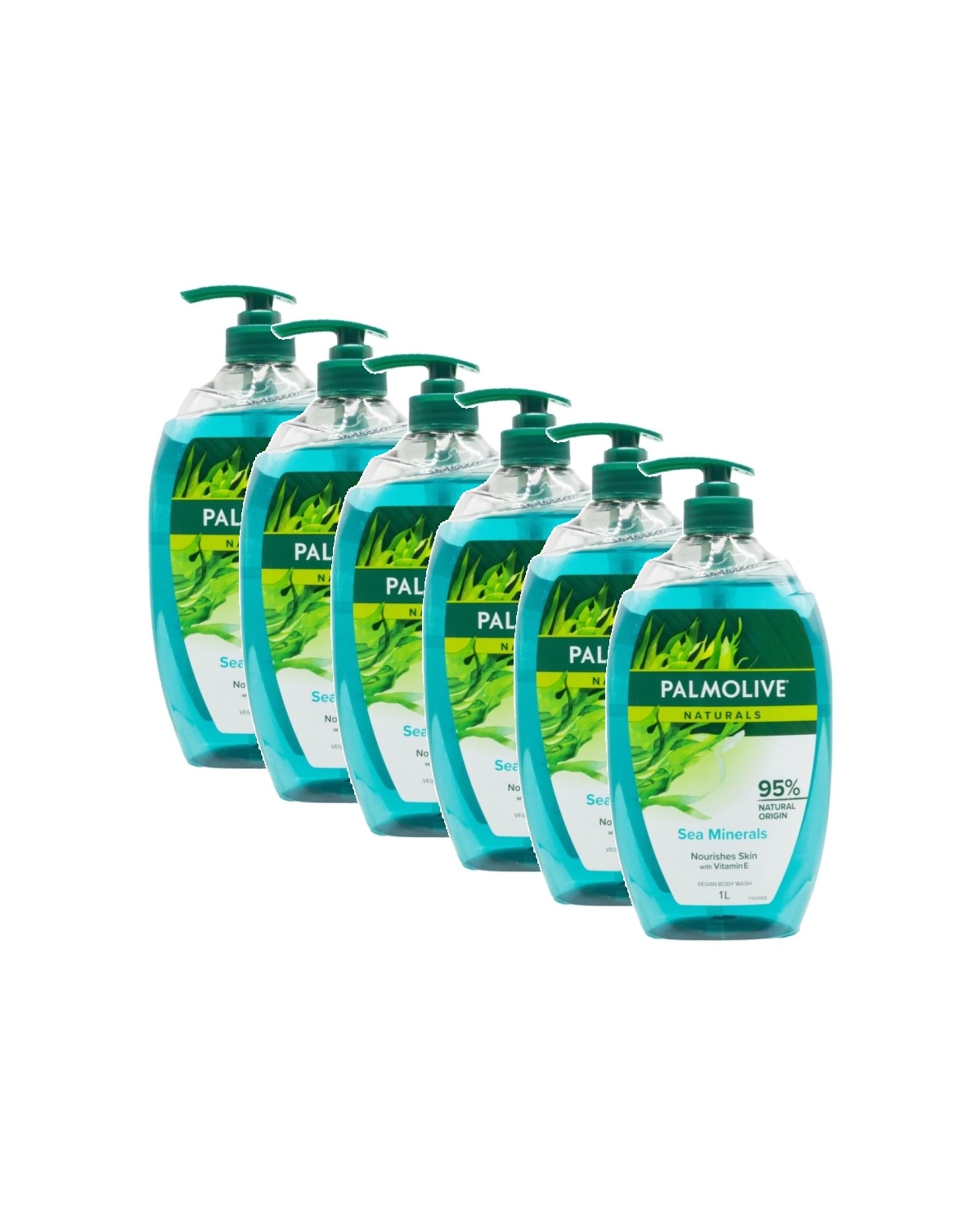 1 Palmolive 6pk Vegan Naturals Body Wash 1L Vitamin E Sea Minerals Nourishment - Blue, 1 of 3
