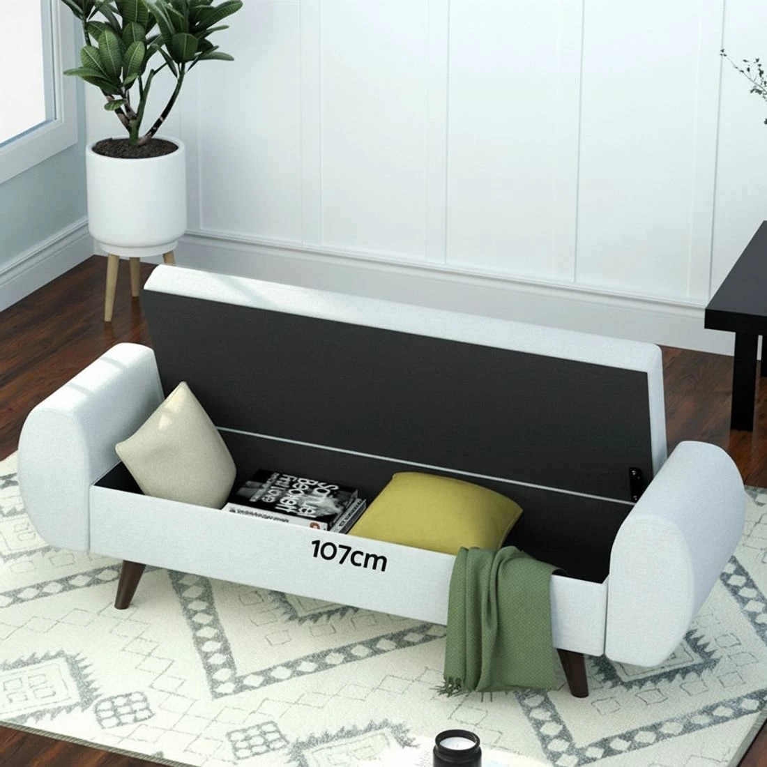 5 Artiss Storage Ottoman Blanket Box Armrest 140cm - Grey, 5 of 6