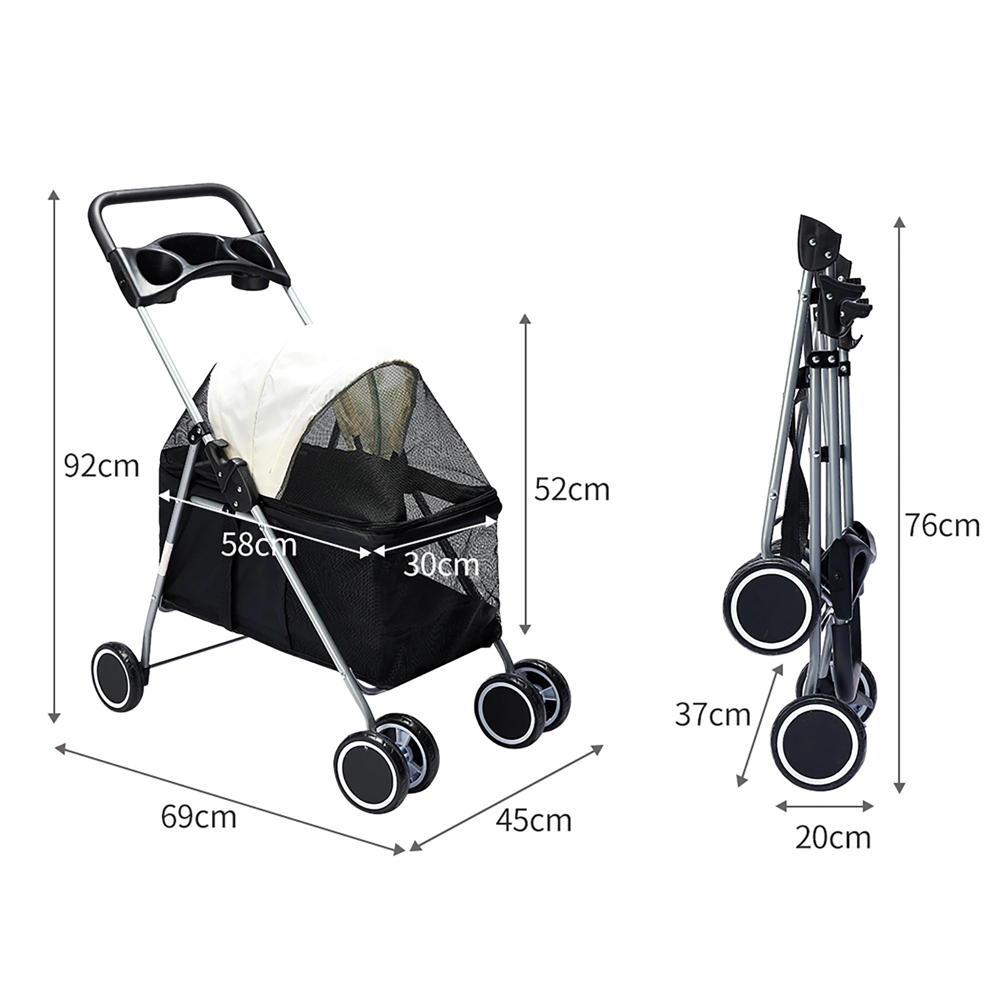 2 Pawz Detachable Pet Stroller-Black, 2 of 4