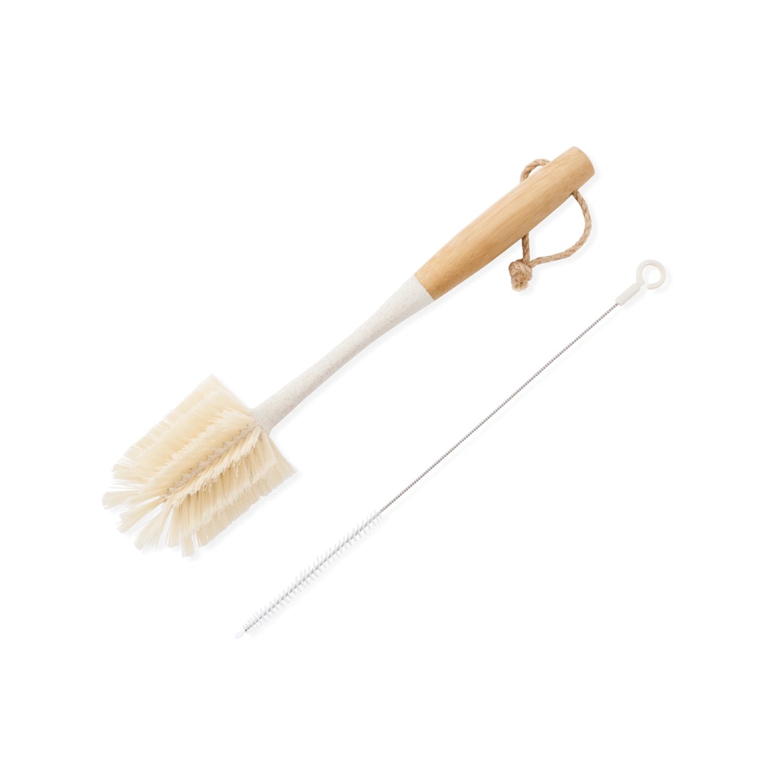 2 Bamboo Handle Bottle Brush - White, 2 of 7