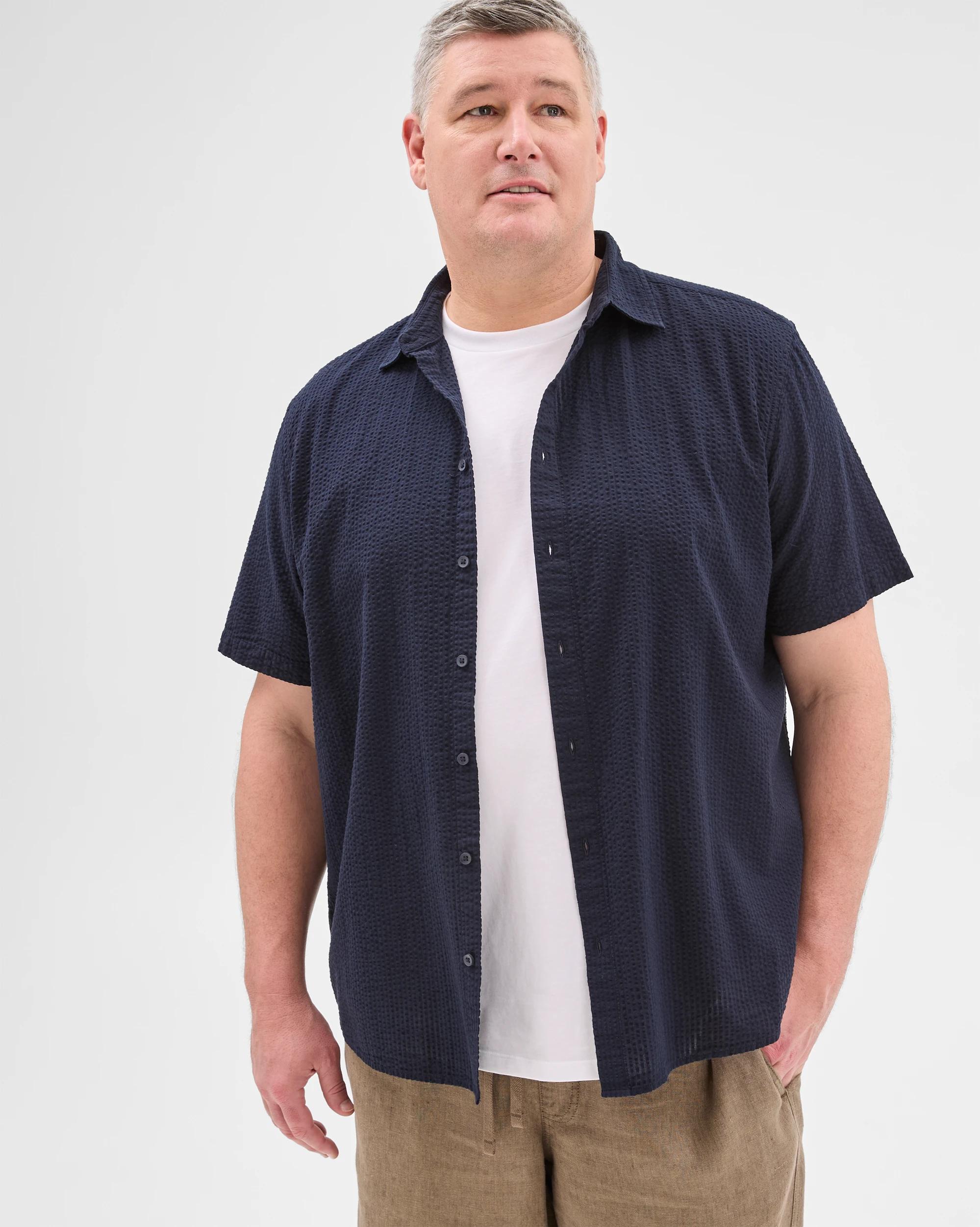 1 Target Plus Size Australian Cotton Seersucker Shirt NAVY, 1 of 5