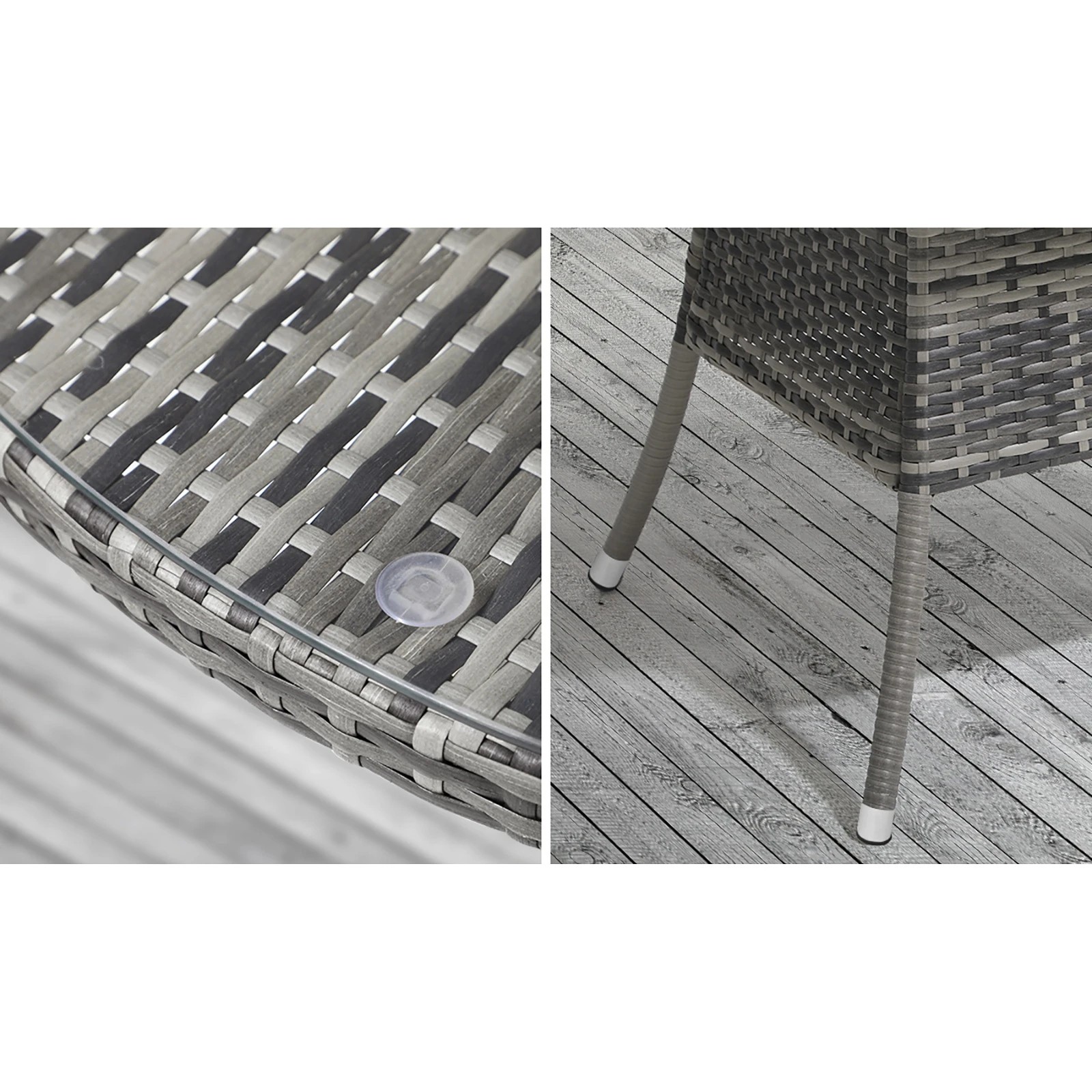 6 Livsip 90cm Outdoor Dining Table Round Rattan Glass Table Patio Furniture
 - Grey, 6 of 10