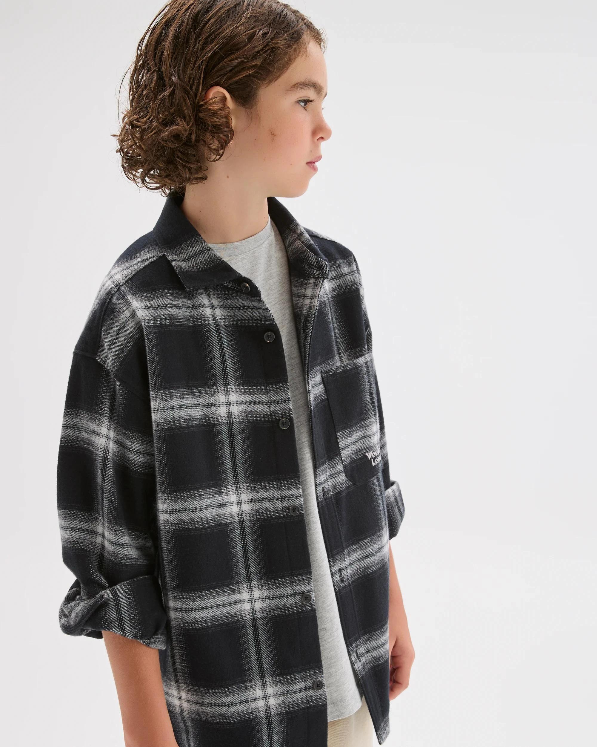 2 Target Kids Australian Cotton Long Sleeve Check Shirt BLACK, 2 of 7