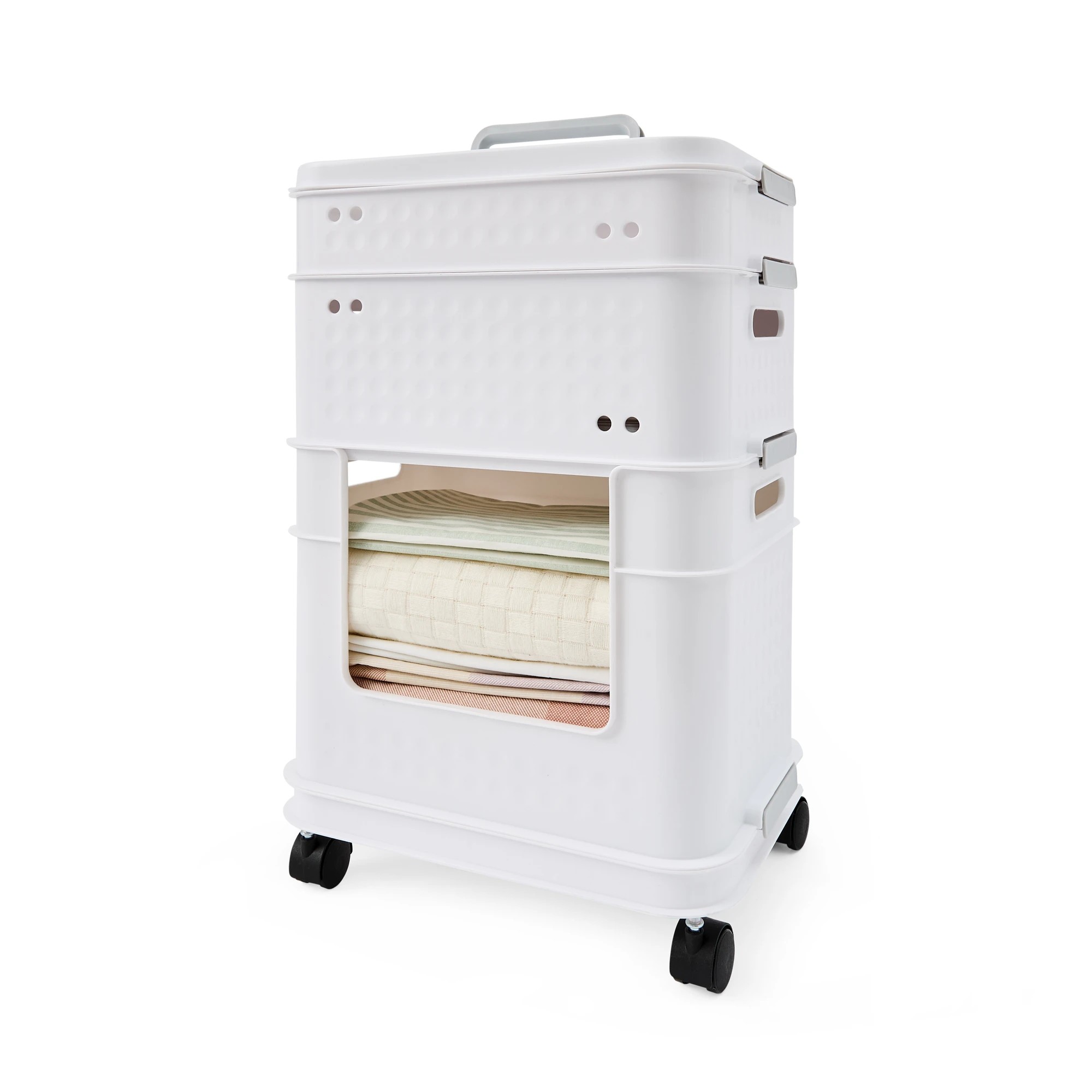 3 5 Piece Plastic Stackable Trolley - White, 3 of 10