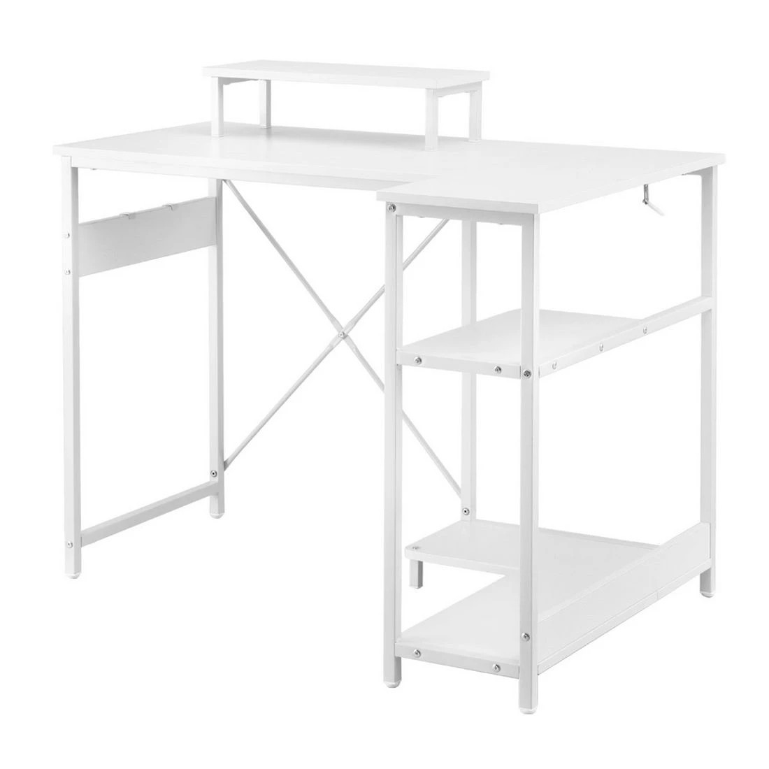 3 Artiss Computer Desk L-Shape Home Office Study Table Open Shelves  100CM - White, 3 of 6