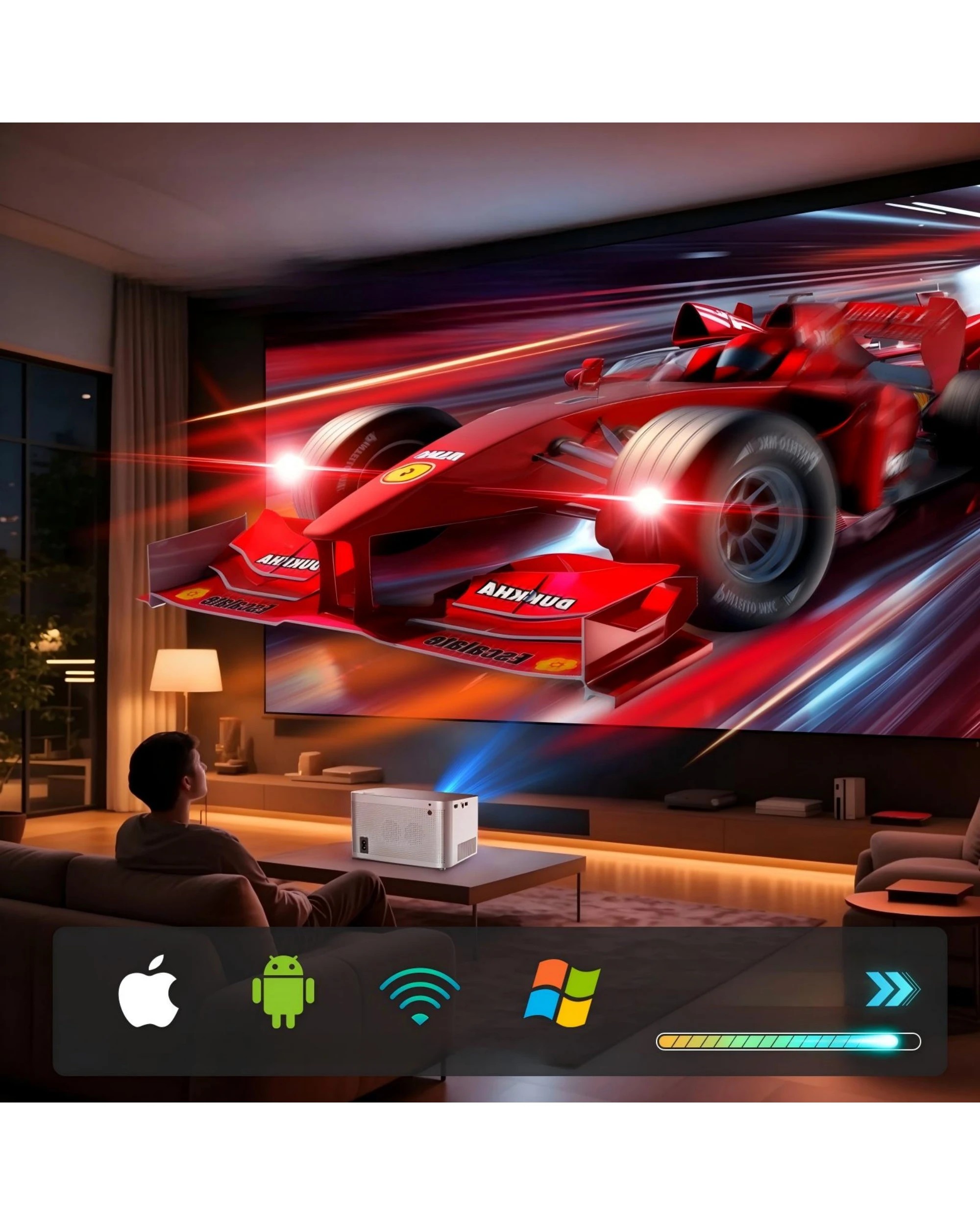 3 Advwin Movie Projector 4K Support with Dual Band WiFi 6 BT 5.0 Remote Control - Silver, 3 of 6