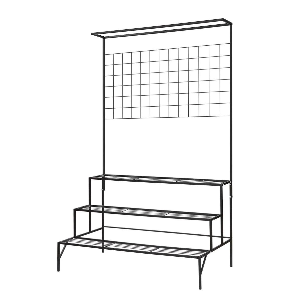 1 AUSWAY Black Plant Stand 3 Tiers Metal Hanging Pot Holder Flower Shelf, 1 of 3