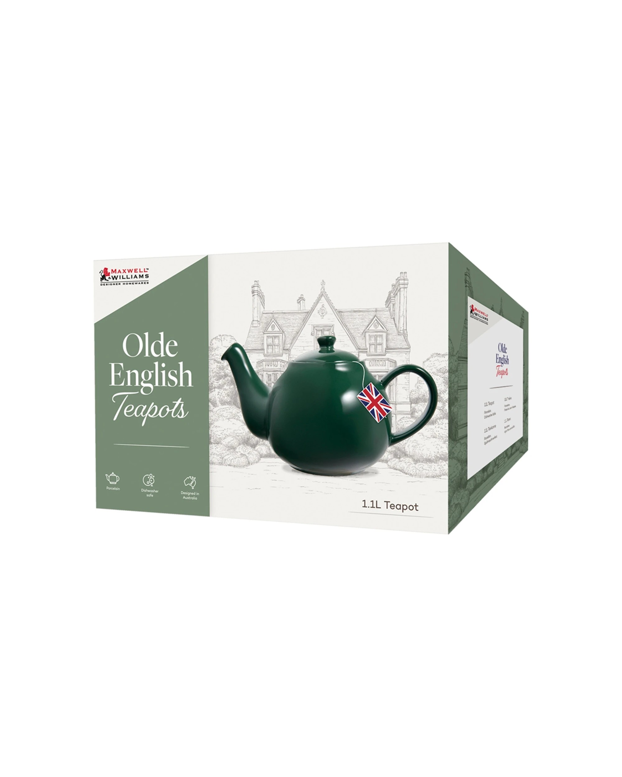 4 Maxwell & Williams Olde English Quality Porcelain Teapot 1.1L Microwave Dishwasher Safe - Green, 4 of 4