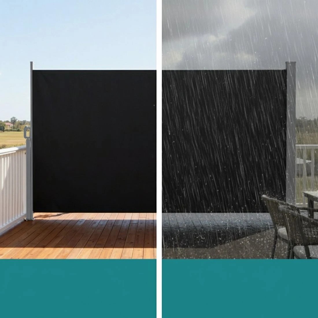 6 Instahut Side Awning Sun Shade Outdoor Retractable Privacy Screen 1.8X3M - Black, 6 of 8