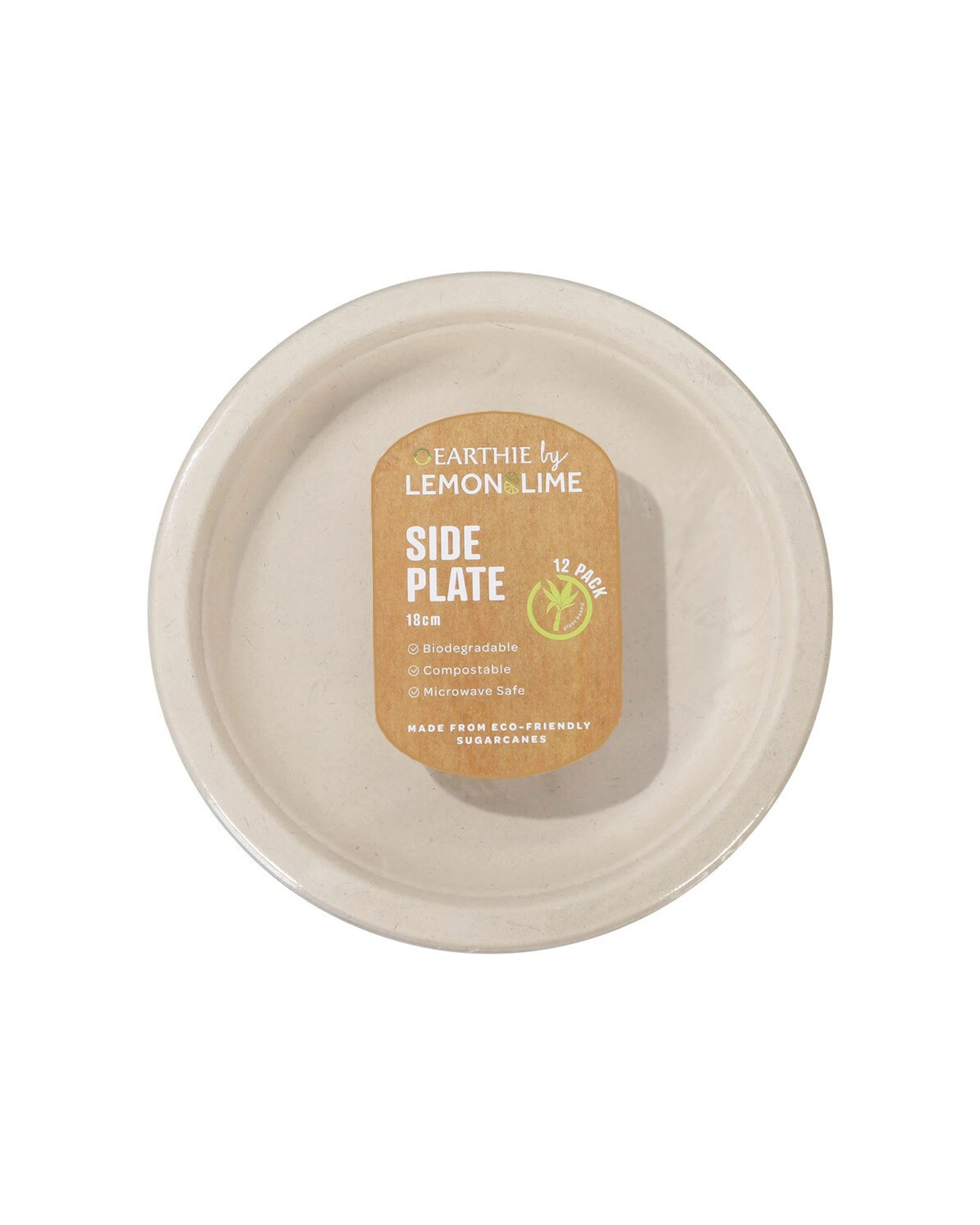 1 12pc Lemon & Lime Eco-friendly/biodegradable Disposable 18cm Side Plate Natural
 - Natural, 1 of 3