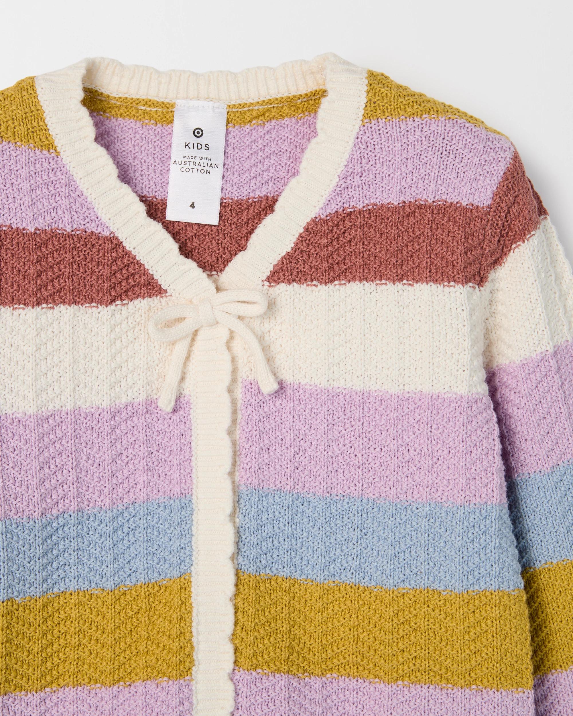 2 Target Kids Australian Cotton Crochet Co-Ord Cardigan MULTI STRIPE, 2 of 2