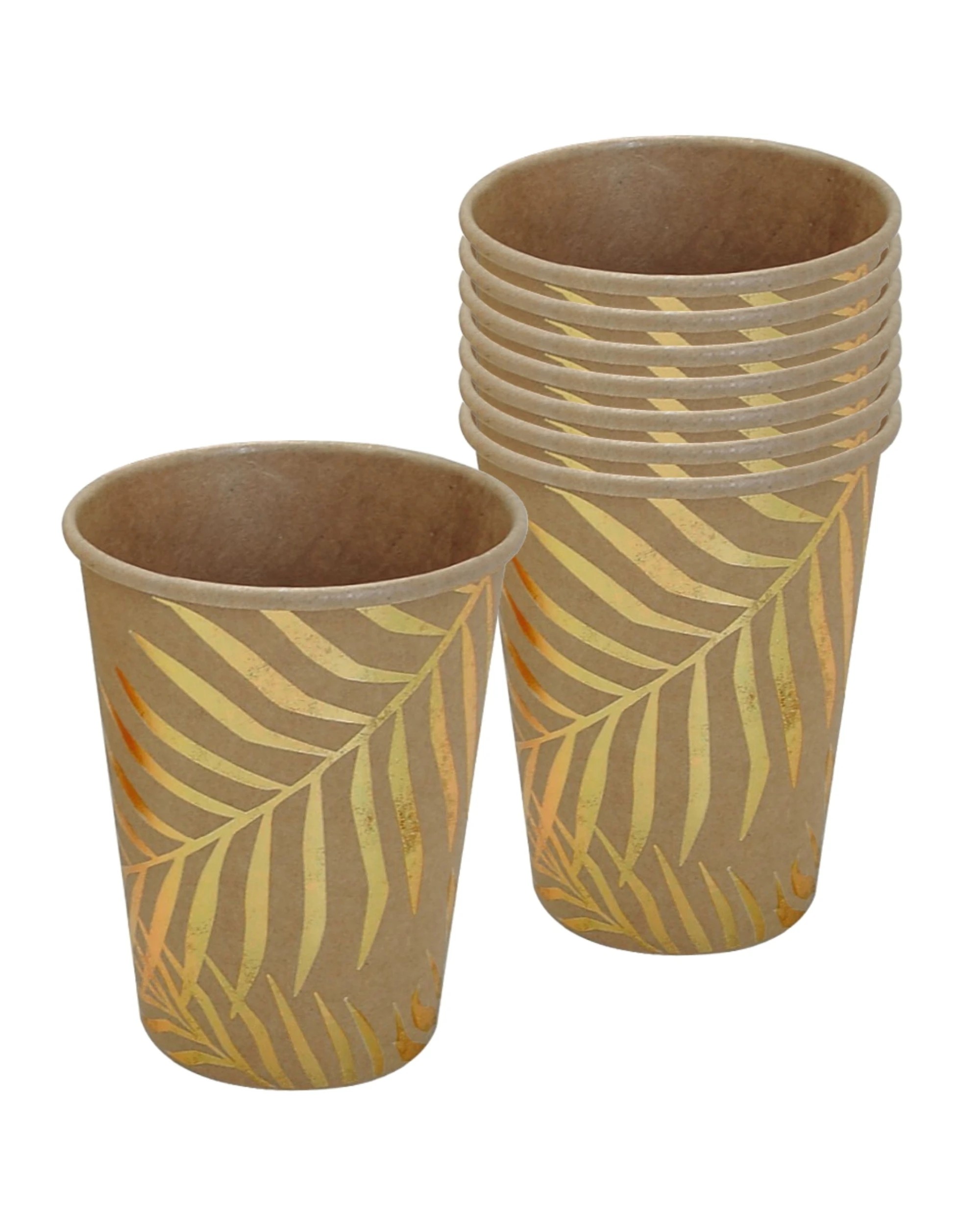 1 Party Maker Gold Foil Palm Leaf Kraft Paper Cups Pack of 8, 1 of 1
