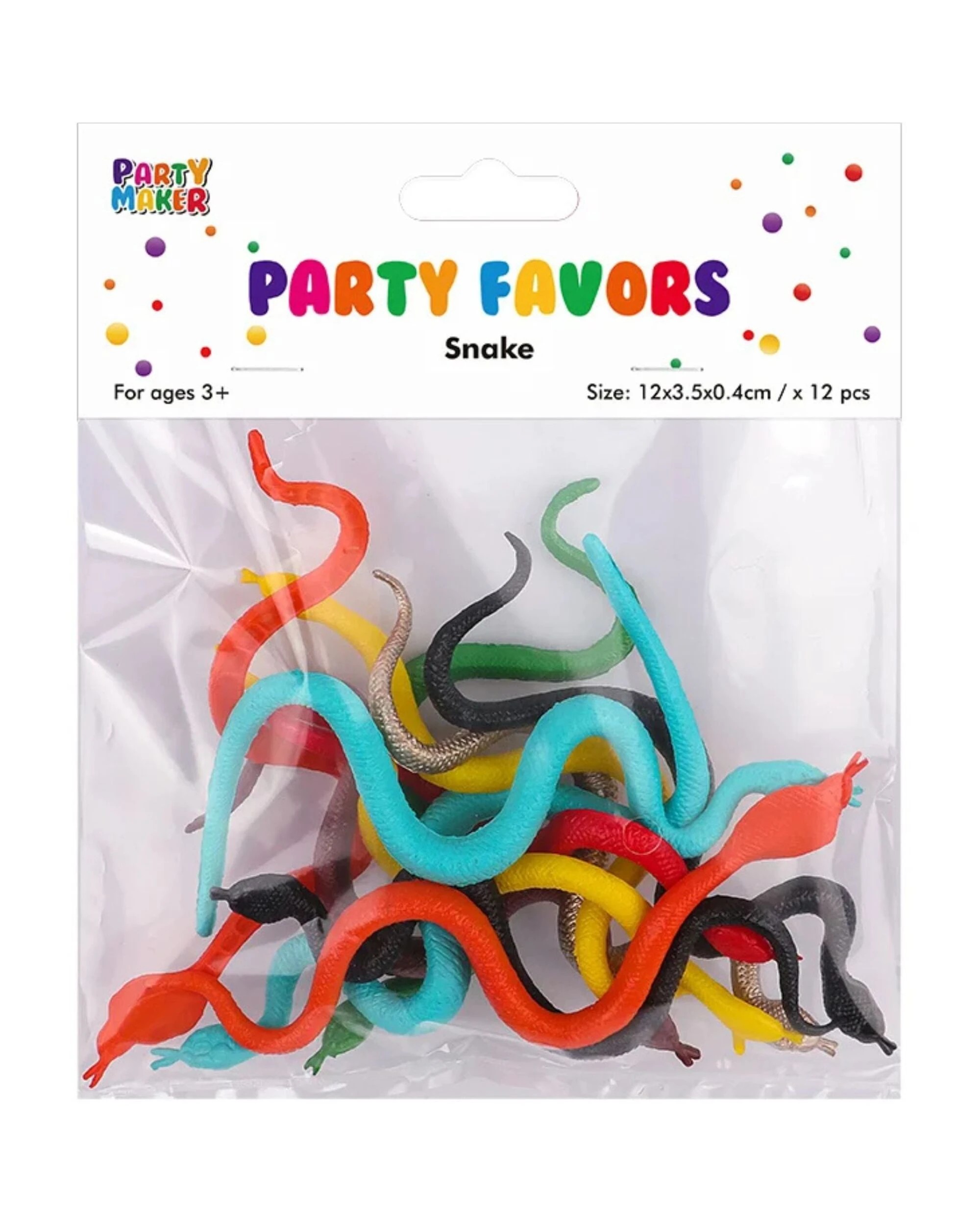 3 Party Maker Plastic Multicoloured Snake Toys Pack of 12 - Multi, 3 of 3