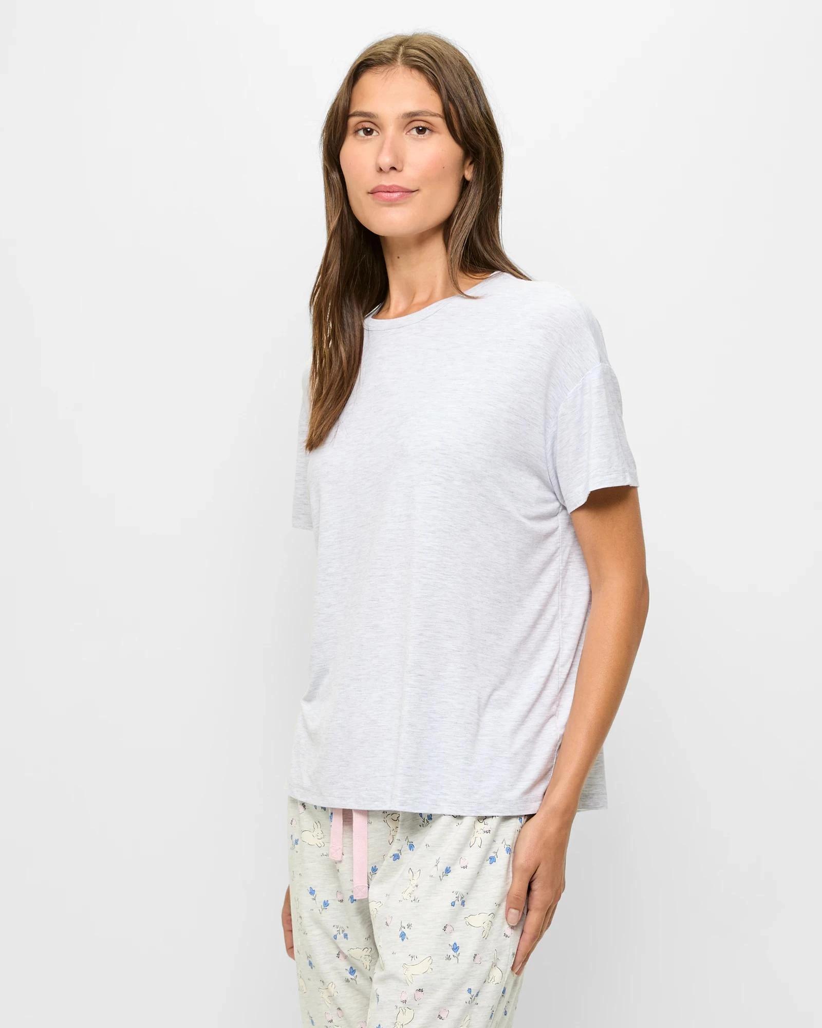 3 Target Woman Bamboo Soft Comfort Pyjama Sleep T-Shirt GREY MARLE, 3 of 5