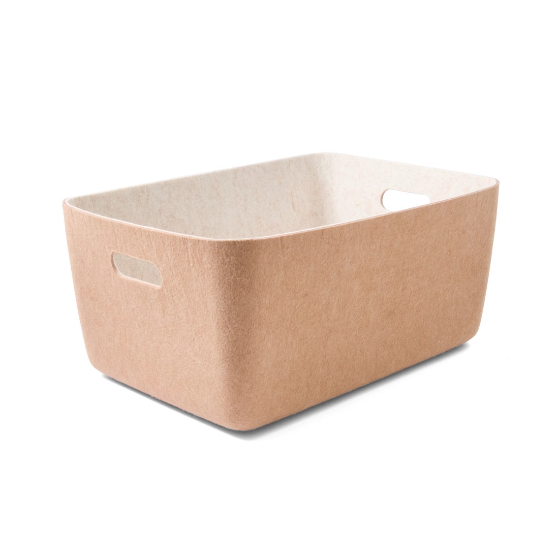 4 Two Tone Flat Felt Basket - Beige, 4 of 8